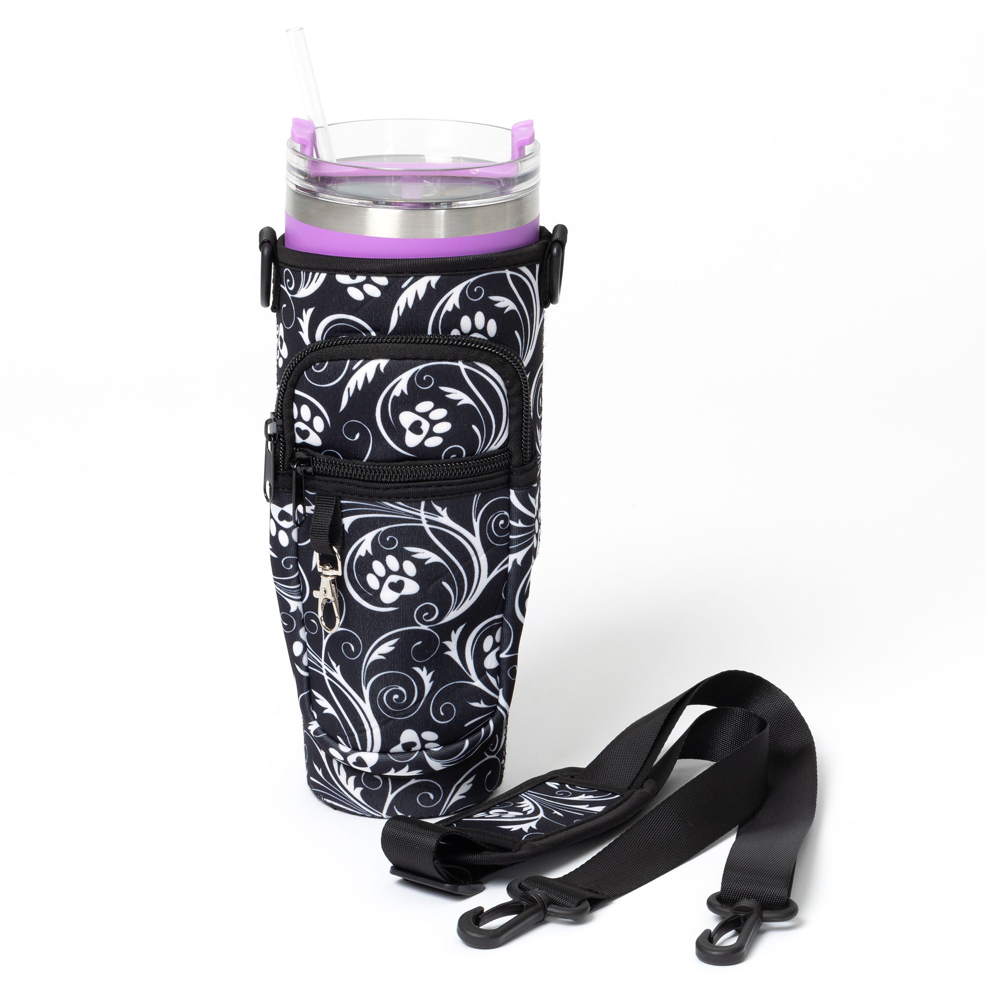 Paw Print Tumbler Carrier with Zippered Pockets - 40oz、mySite、camillekostekn