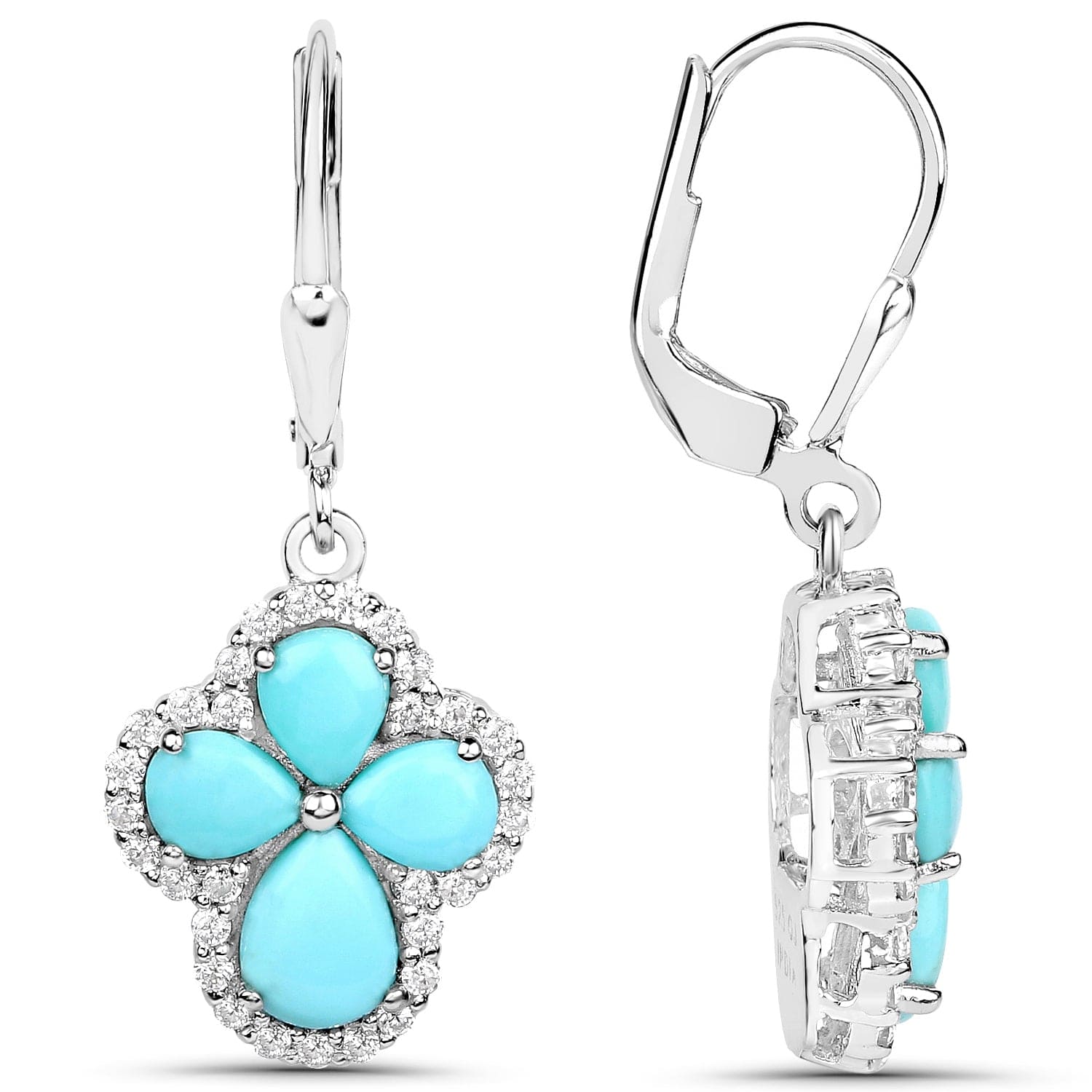 Genuine Tuquoise Cross Earrings with Zircon 925 Sterling Silver、mySite、g9winljtr