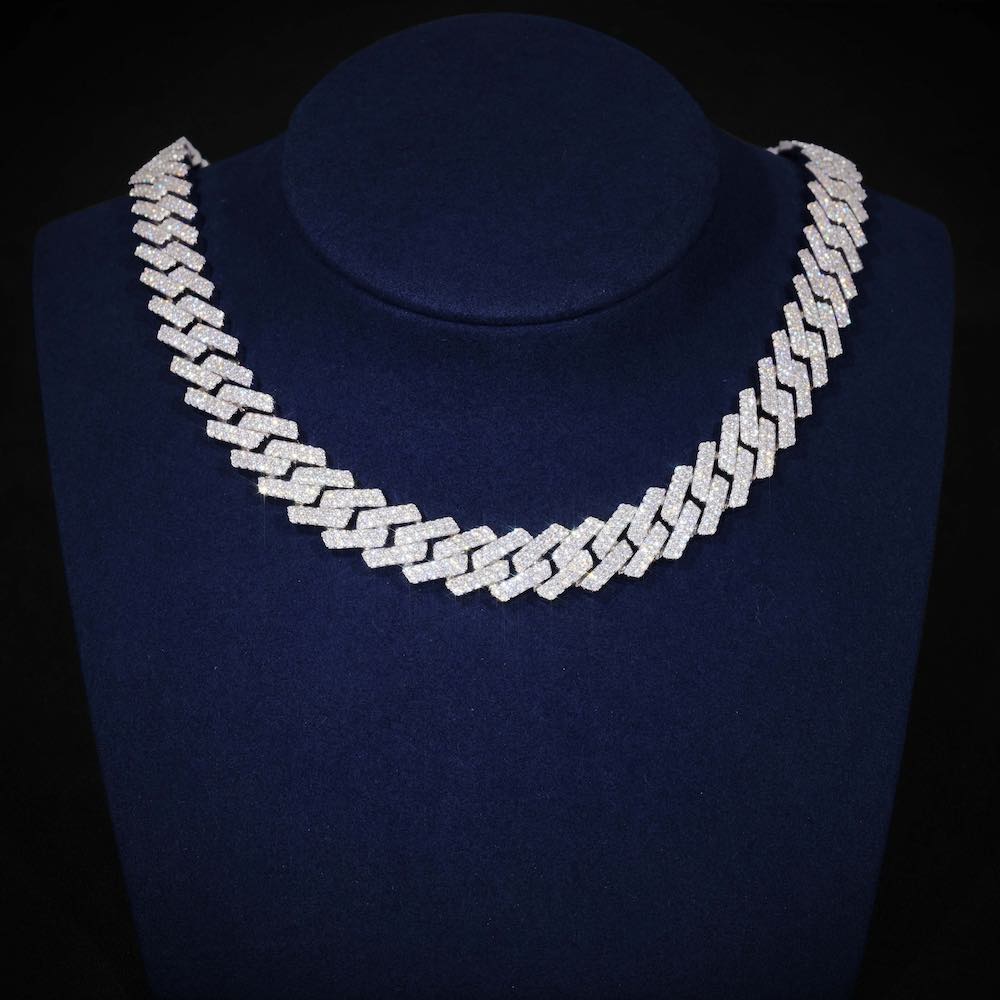 2-Row 15MM Moissanite Cuban Link Chain 14K Gold、mySite、hinf8tx79