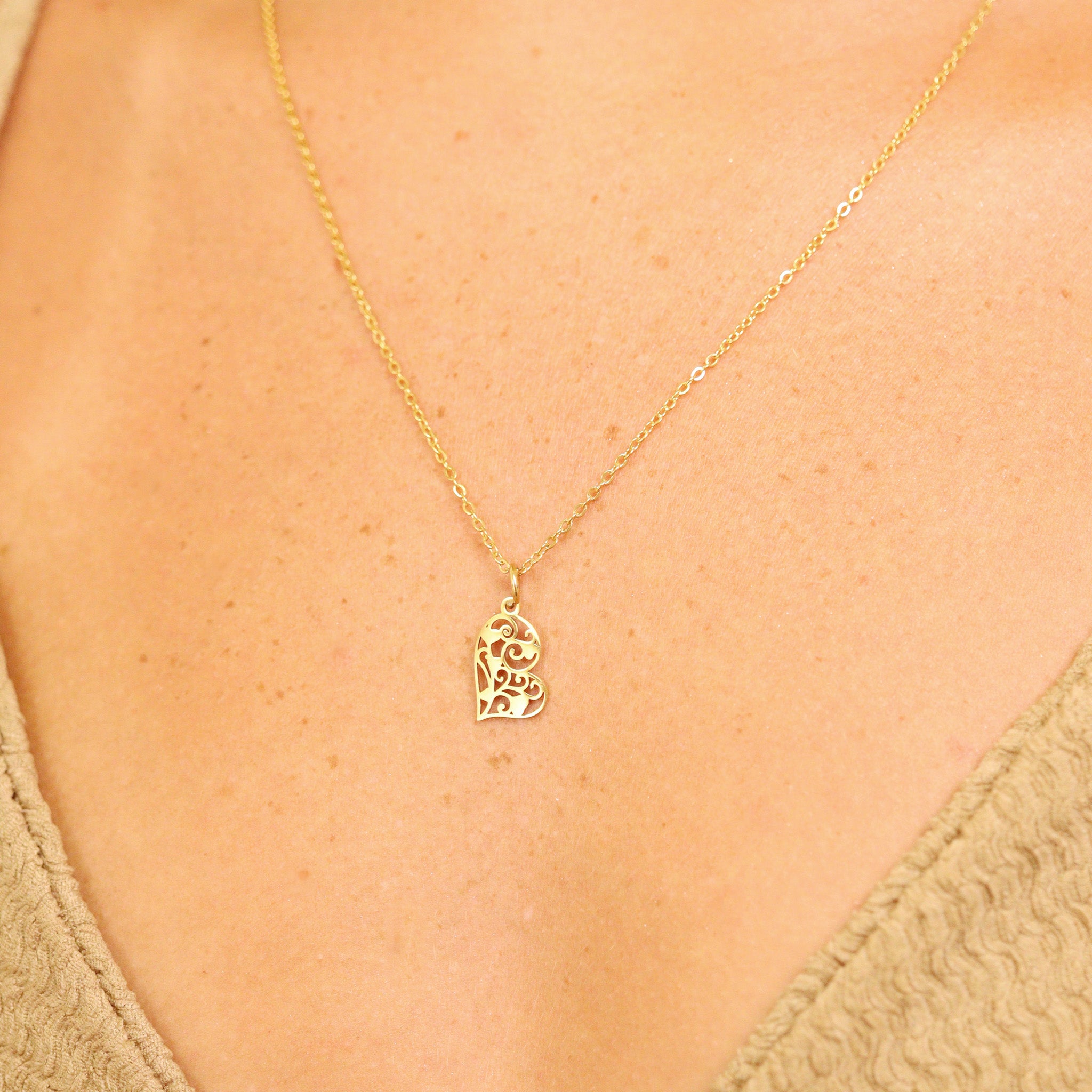 18K Gold PVD Stainless Steel Cutout Heart Charm / PDL0090、mySite、dreamappss