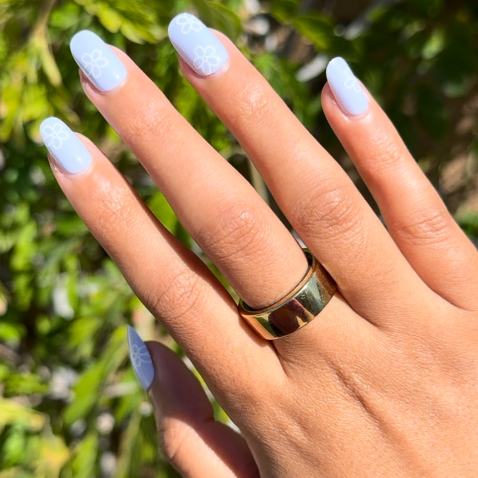 Floral Doodle | Short | Round - Tab Press-On、mySite、solidvoid