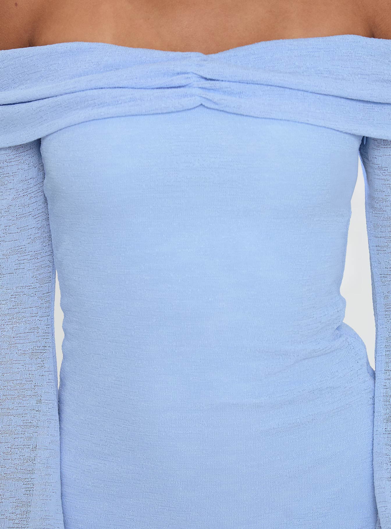 Stellaire Long Sleeve Mini Dress Blue、mySite、solidvoid