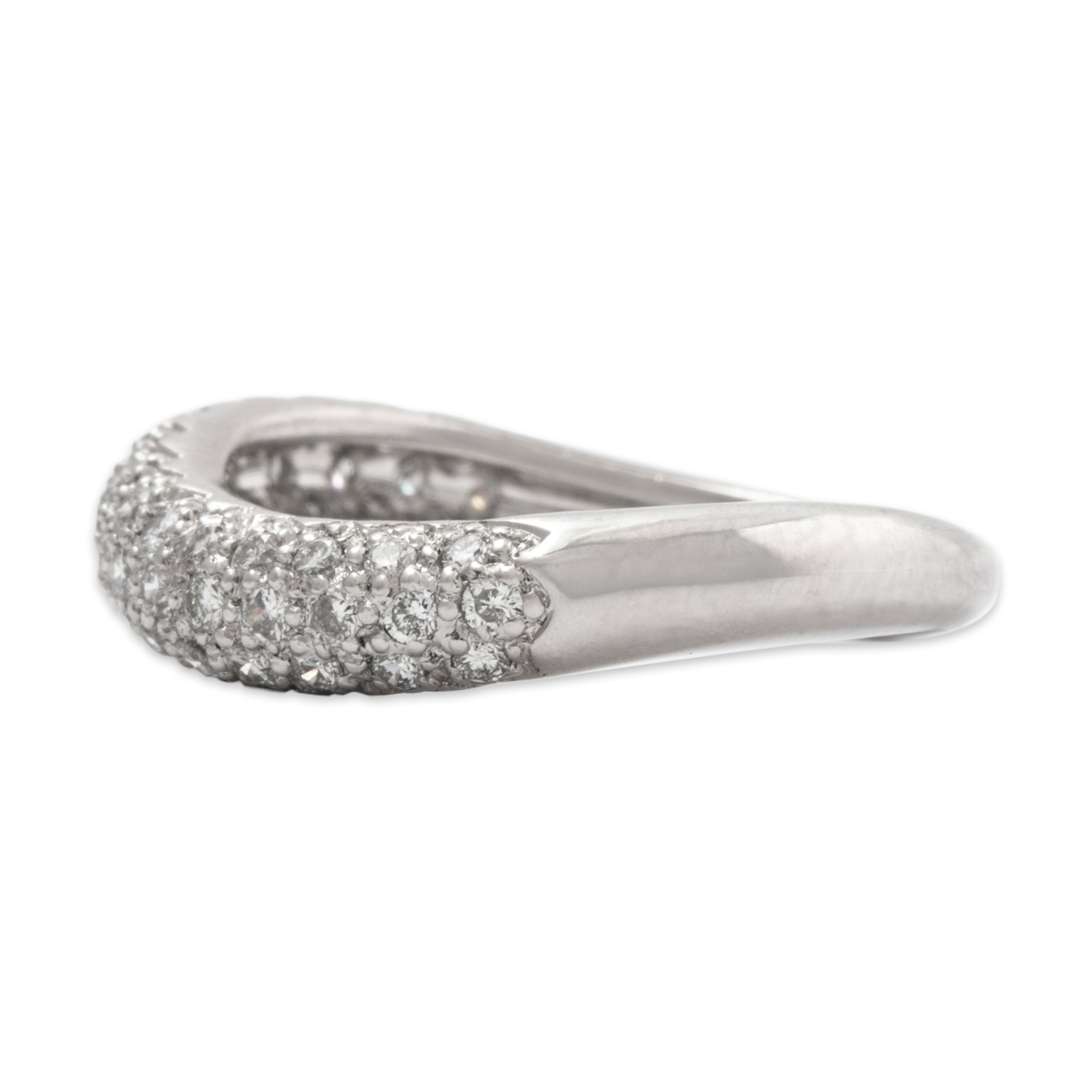 Vintage 18k White Gold .368cttw Diamond Adorned Wave Band Ring 6.25、mySite、hinf8tx79