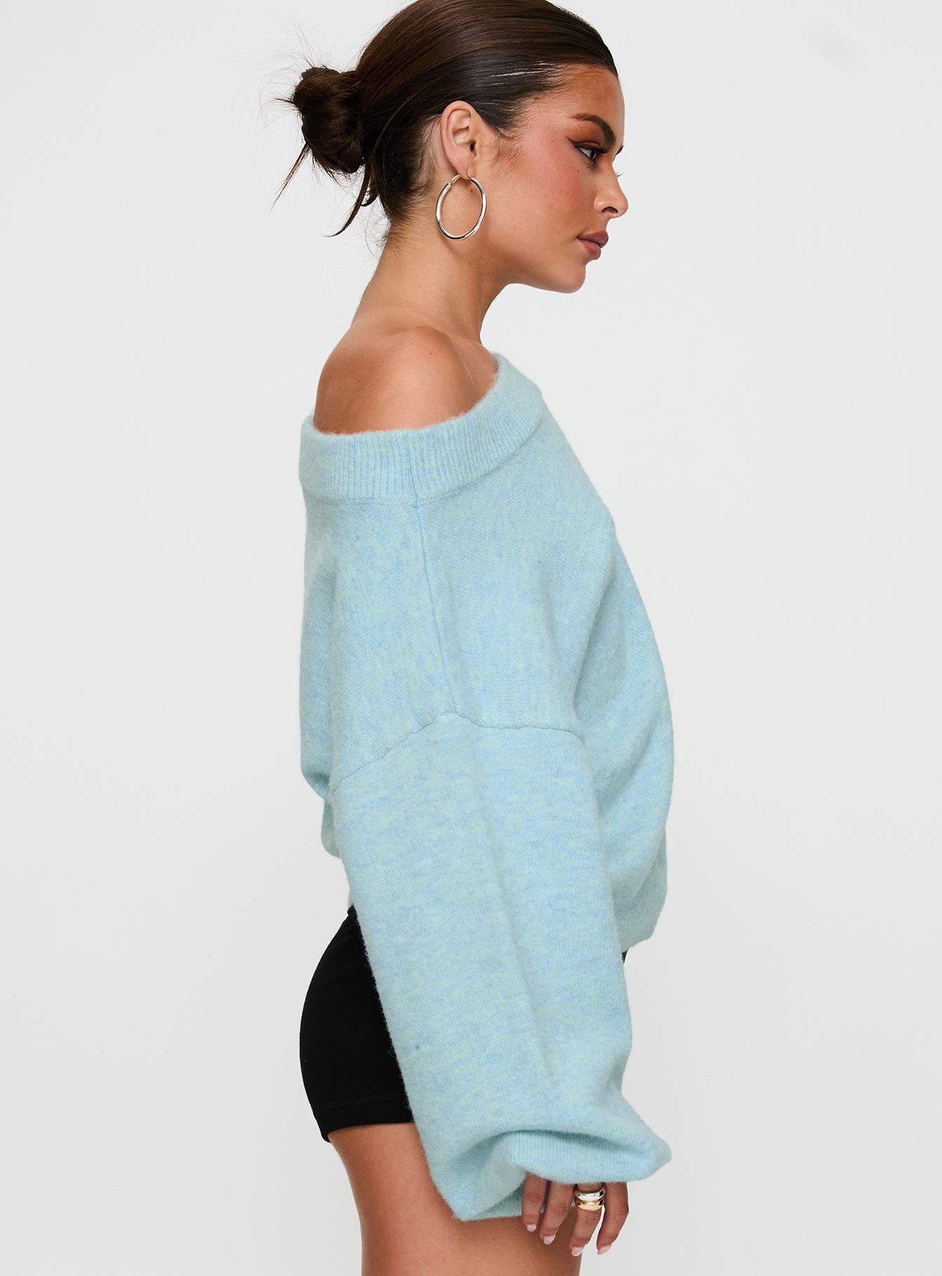 Noble Off The Shoulder Jumper Blue、mySite、solidvoid