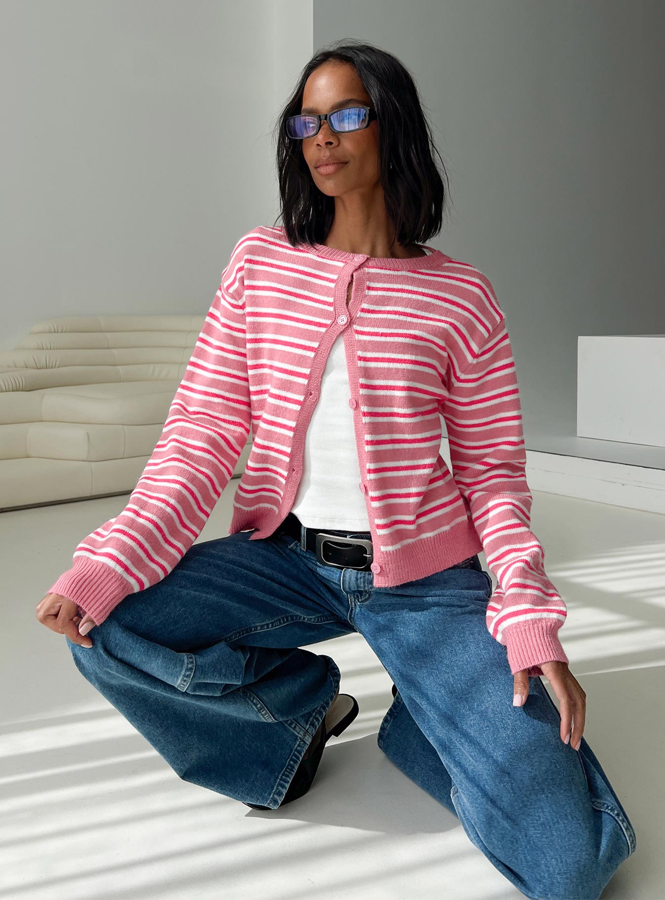Heavenly Dream Cardigan Pink Stripe、mySite、solidvoid