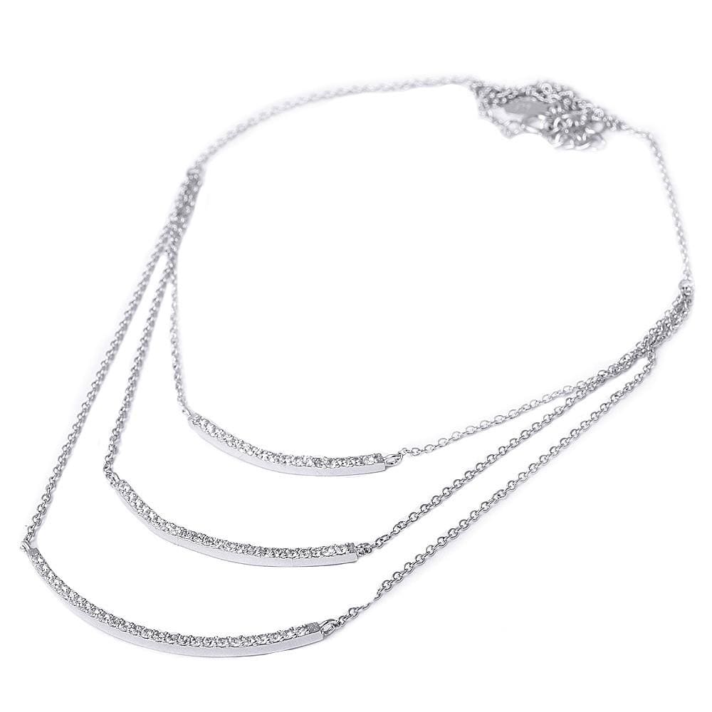Layered 3 Bar CZ Sterling Silver with Rose Gold Layered Necklace-Ultra Glam!、mySite、g9winljtr