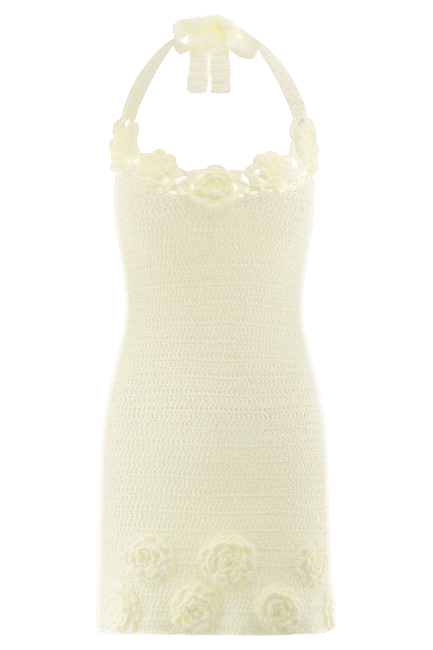 Liyah Floral Hand Crochet Mini Dress - Ivory、mySite、solidvoid