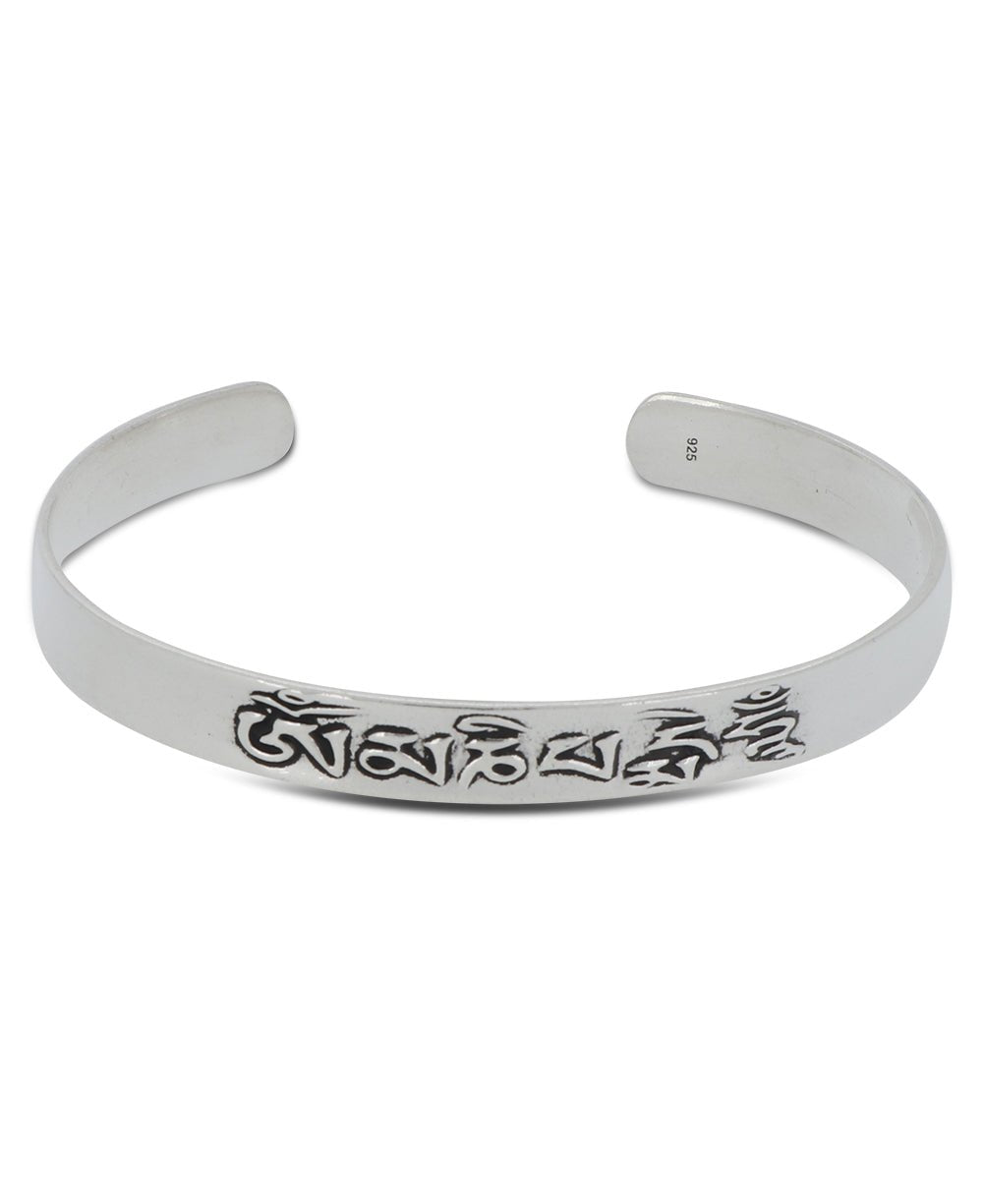 Sterling SIlver Om Mani Padme Hum Mantra Cuff Bracelet、mySite、topwebapps