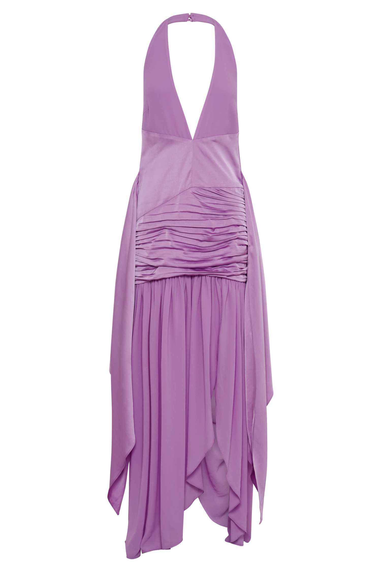 Graziana Satin Chiffon Plunge Maxi Dress - Violet、mySite、solidvoid