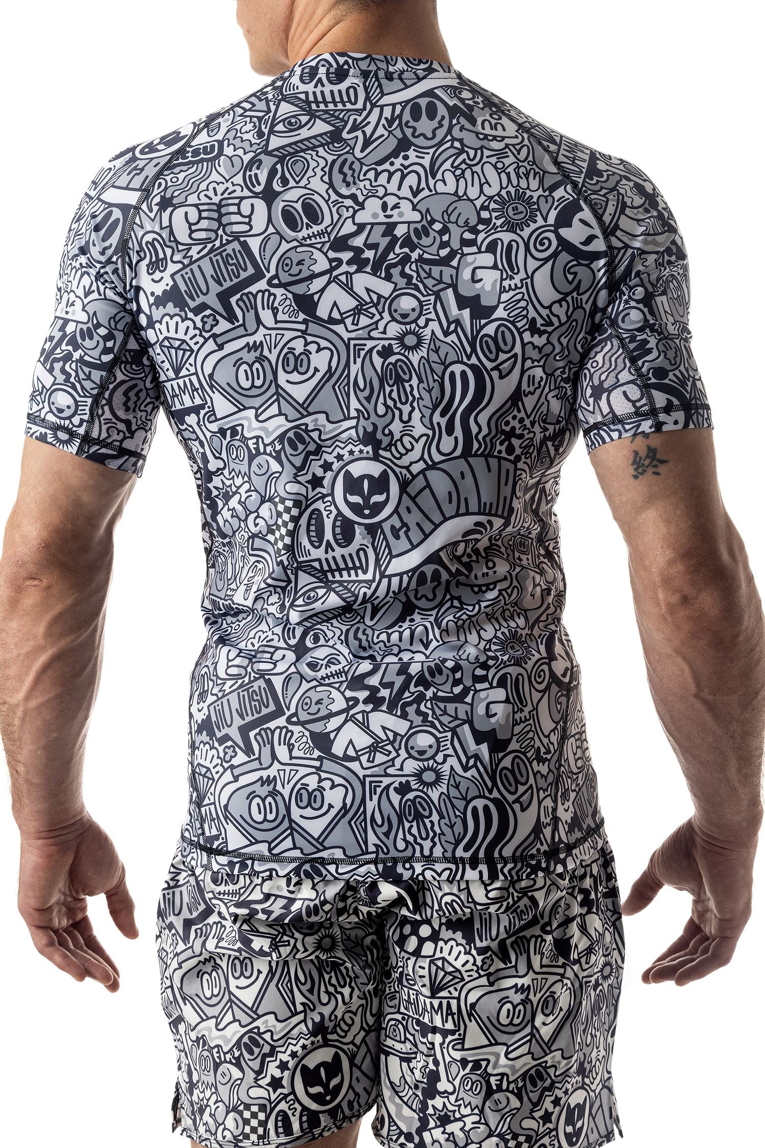Men's Wotto Doodle Jiu Jitsu Rashguard - Short Sleeve、mySite、gigharbornorthrealestate