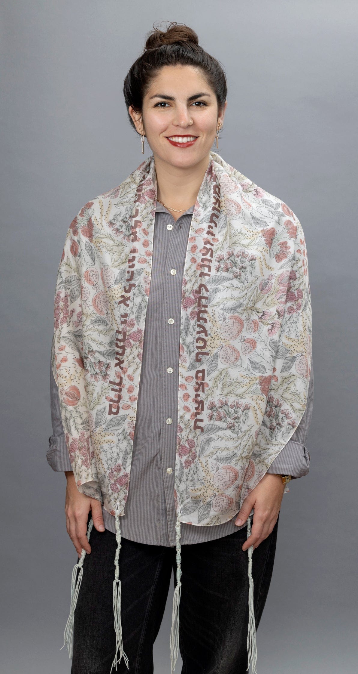 Watercolor Pomegranate Silk Tallit - Choice of Brown or Peach Letters、mySite、topwebapps