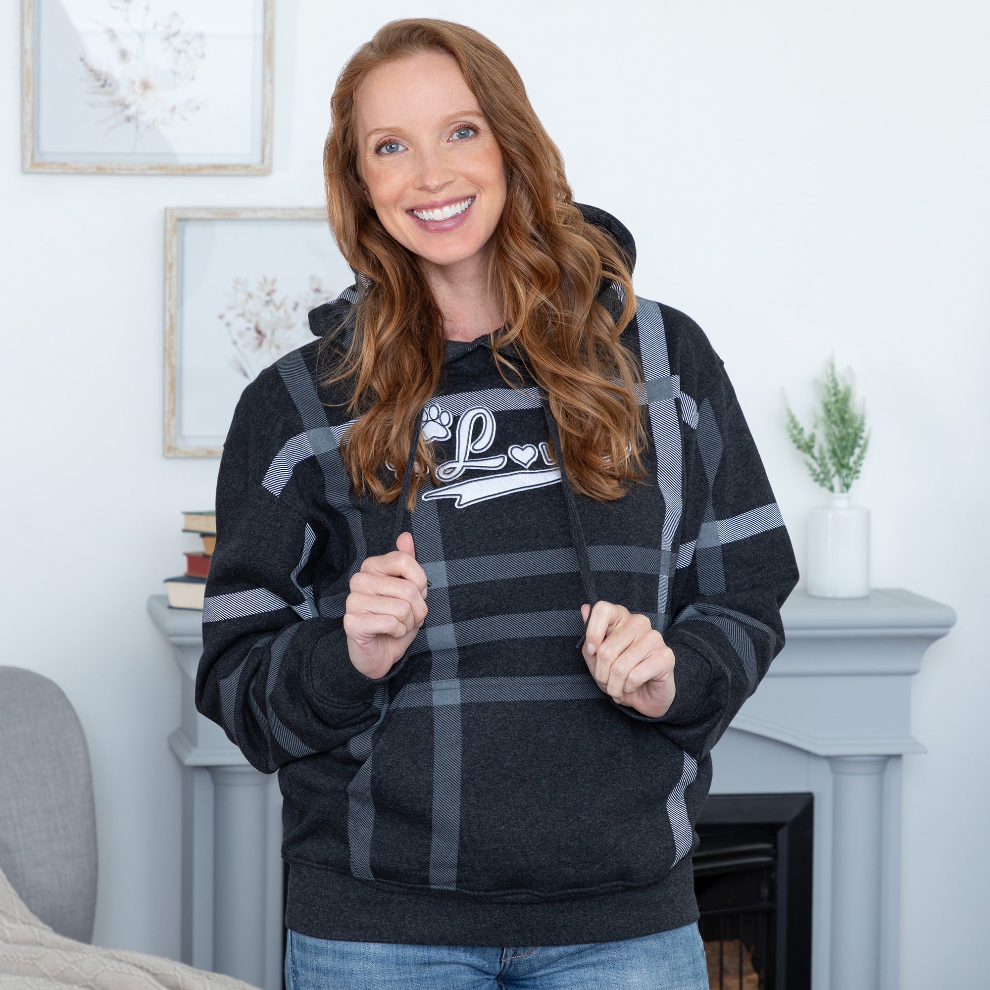 Plaid Paw with Love Hooded Sweatshirt、mySite、camillekostekn