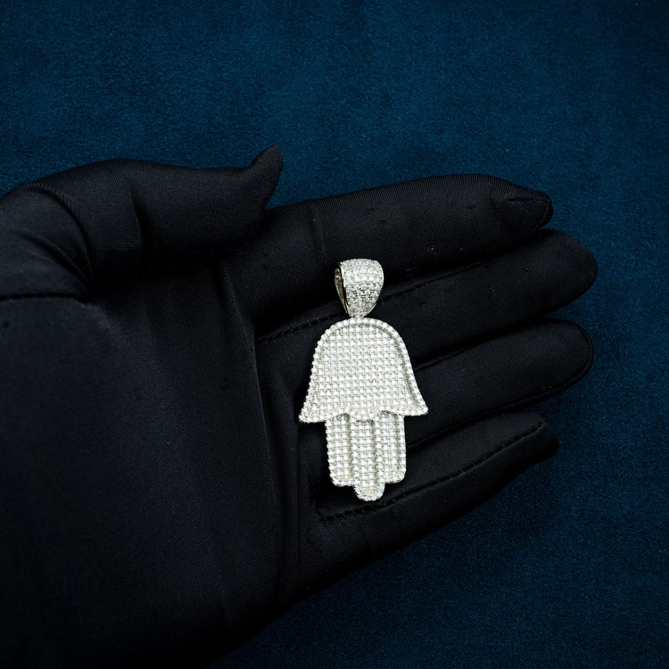 Moissanite Round Cut Hamsa Hand Pendant 14K Gold、mySite、hinf8tx79