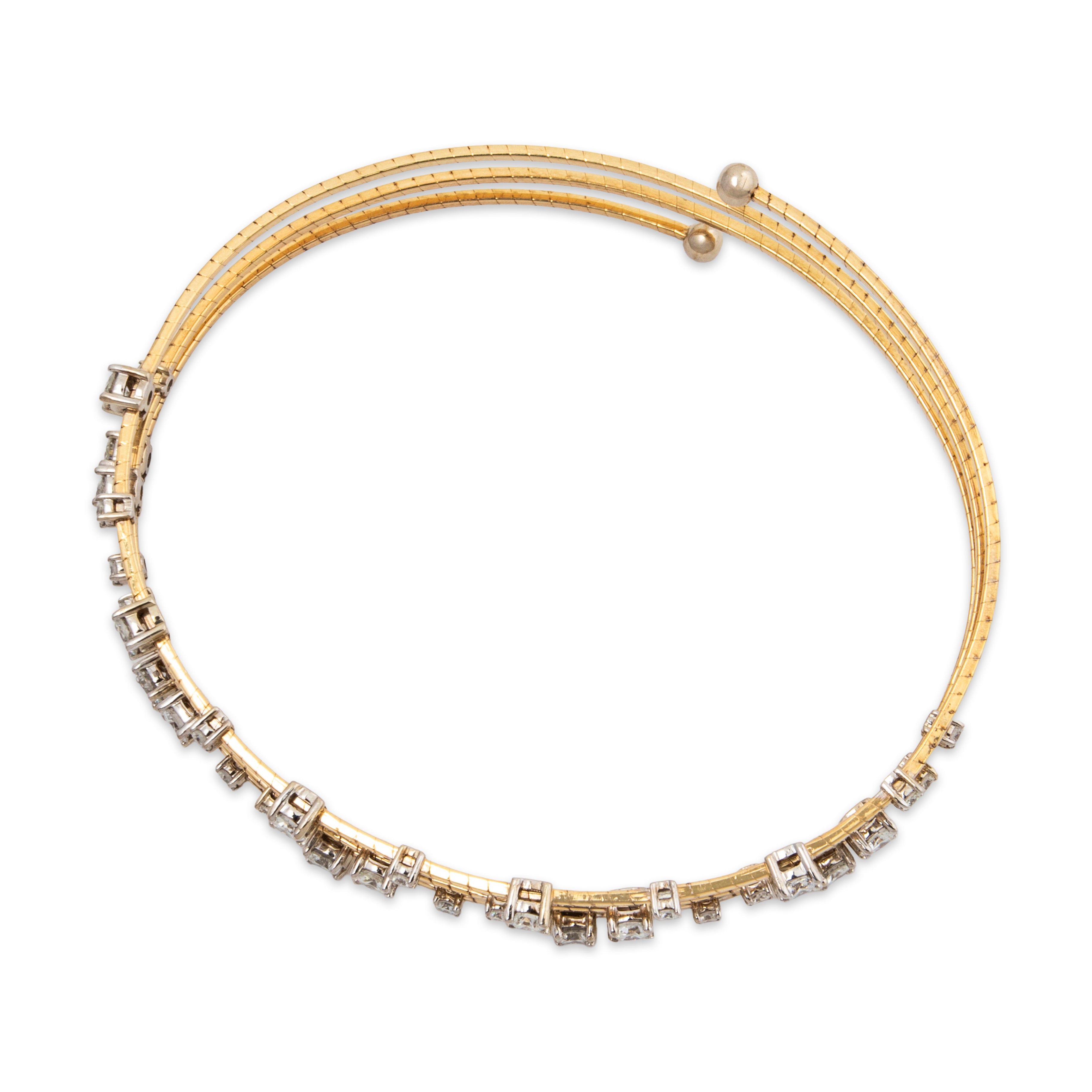 Estate 14k Yellow Gold 1.6cttw Diamond Coil of Lights Articulating Bracelet 6.5、mySite、hinf8tx79