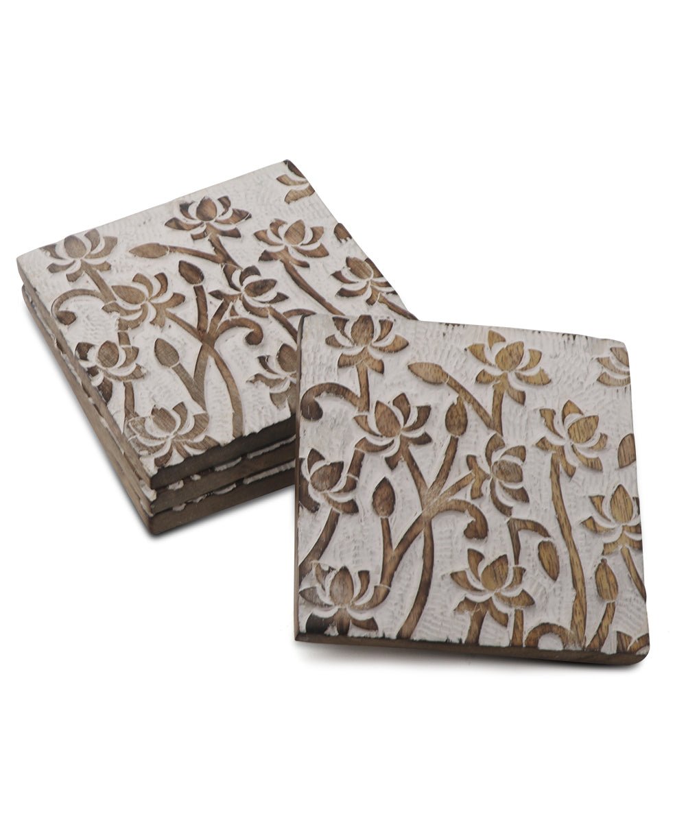 Fairtrade Set of 4 Lotus Wood Coasters、mySite、topwebapps