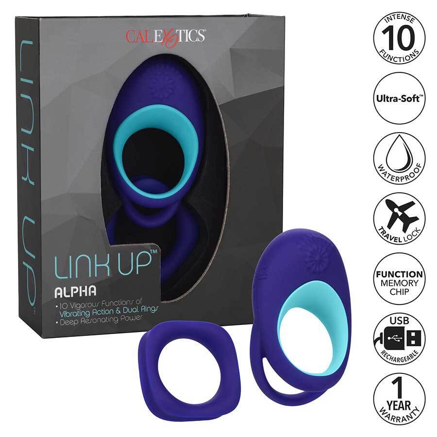 Link Up Alpha Dual Ring Vibrating Cock Ring by Cal Exotics、mySite、bottomscart