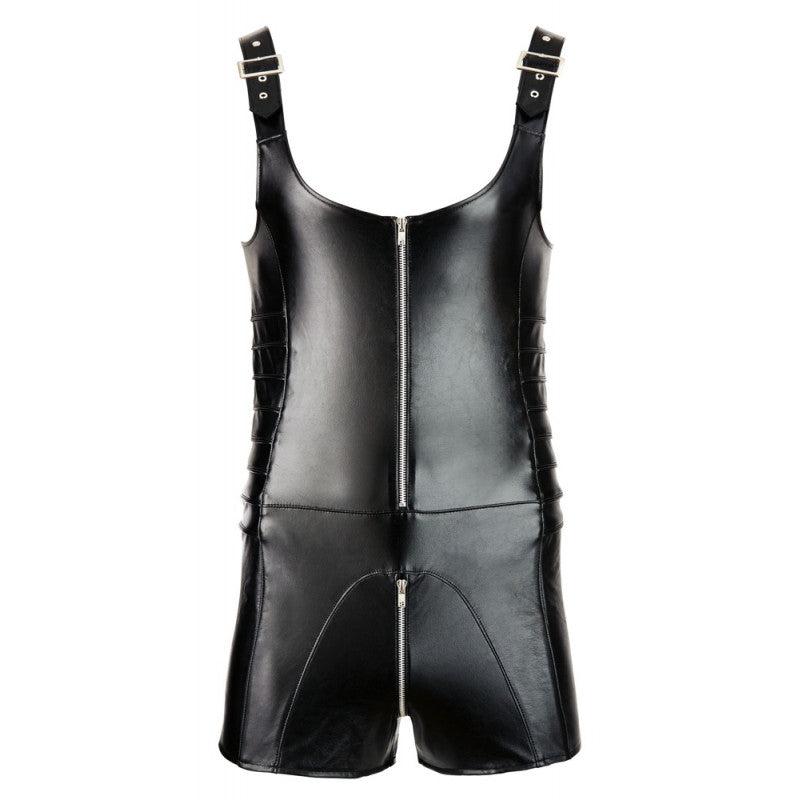 Come Closer Wetlook Playsuit | 2 Zippers | Open Crotch | Adjustable Buckles、mySite、bottomscart