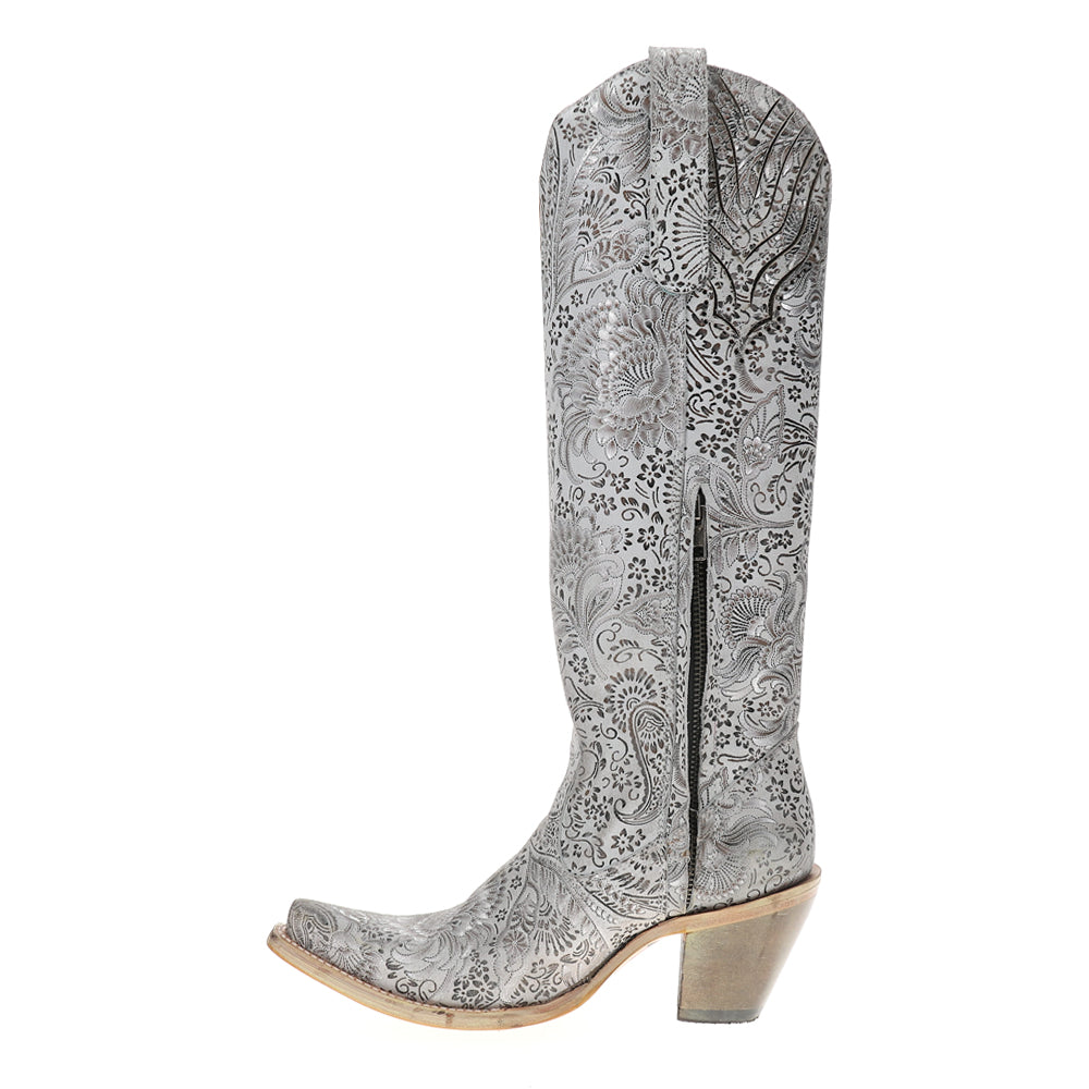 Floral Embossed Snip Toe Zippered Cowboy Boots、mySite、gtrtttuynbv