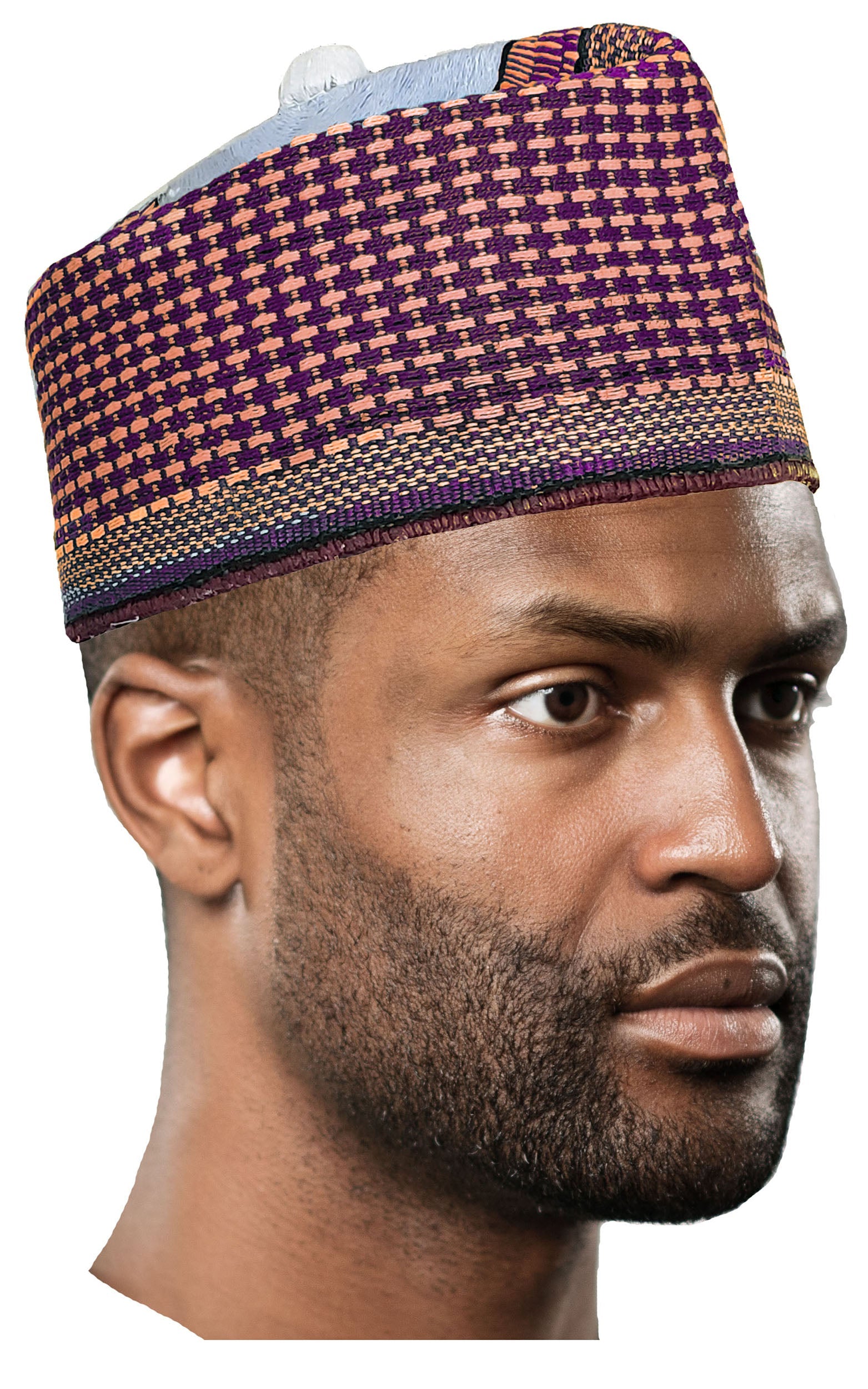 Dahfi Purple and Gold Hausa Mallam Cap Fulani Hula Hand-Crafted African Traditional Kufi hat-DPHMHPG09、mySite、solidvoid