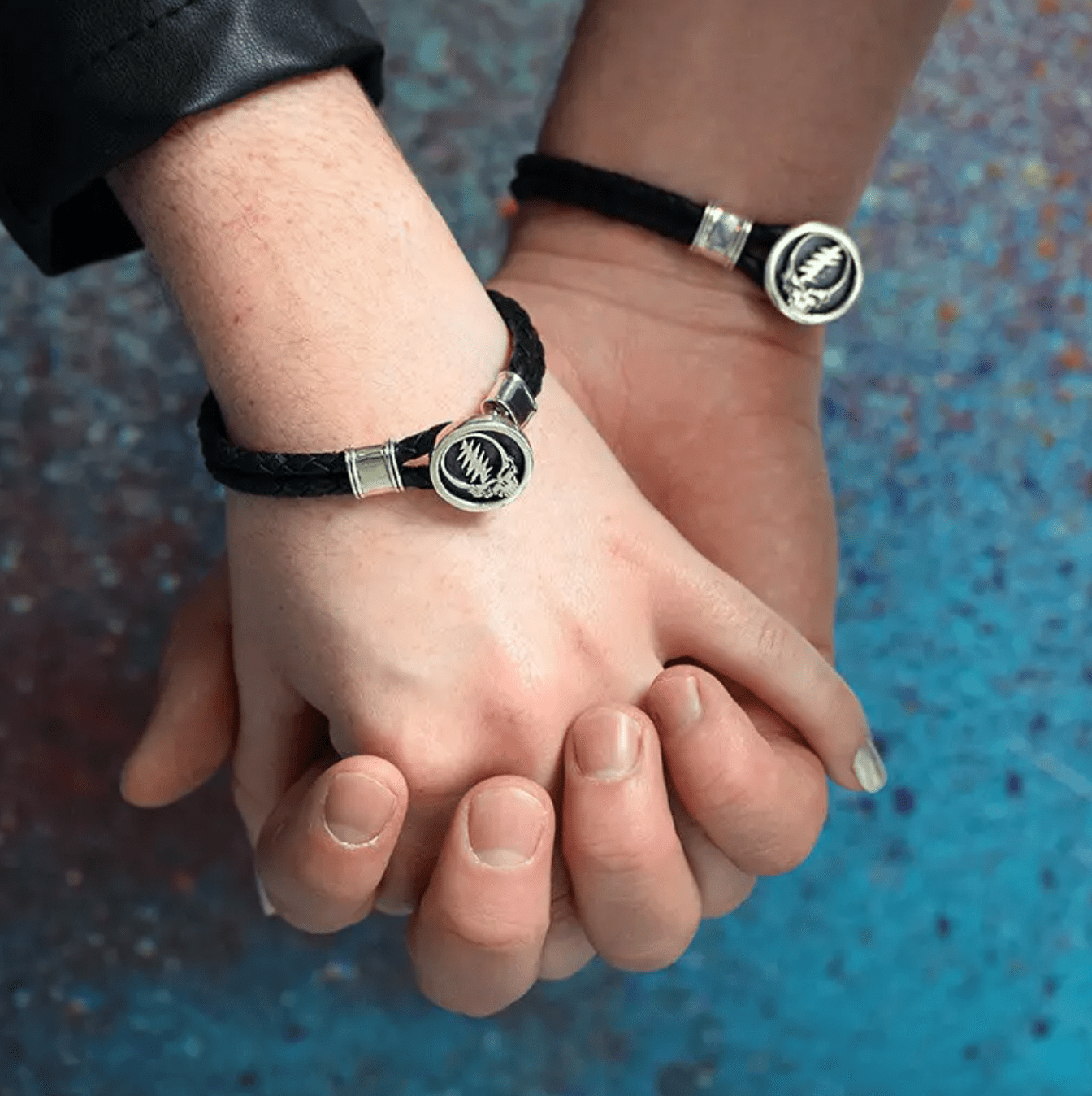 Grateful Dead Steal Your Face Bracelet on Black Leather、mySite、topwebapps