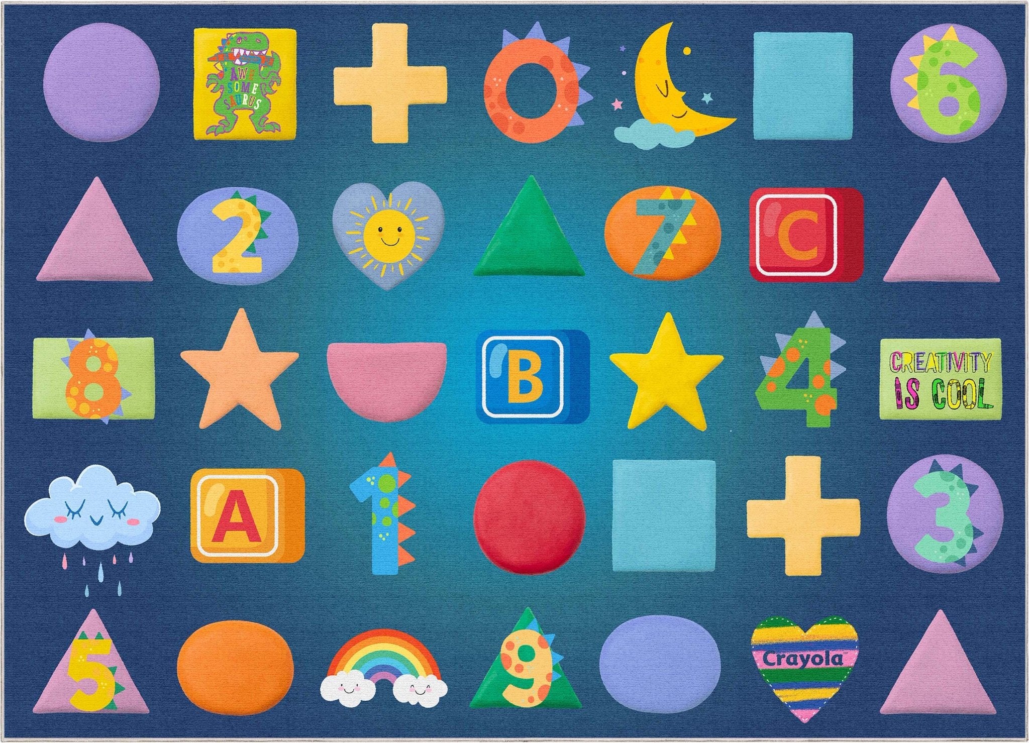 Crayola Modern Educational Numbers & Shapes Area Rug By Well Woven、mySite、gigharbornorthrealestate