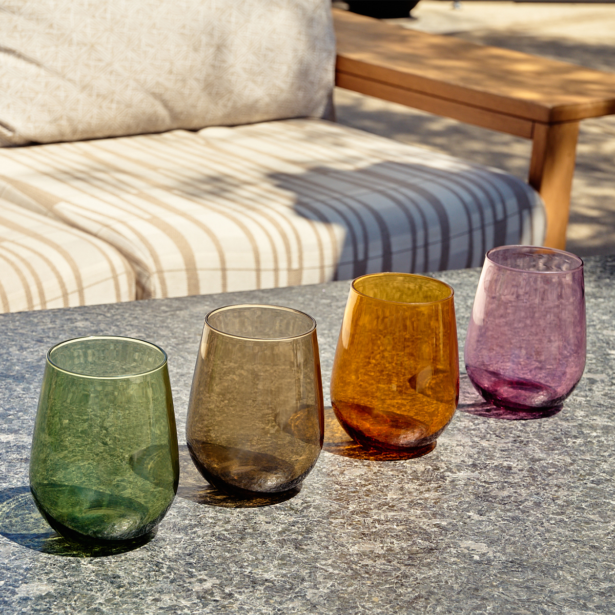 RESERVE 16oz Stemless Wine Color Series Tritan Copolyester Glass Moss、mySite、camillekostekn