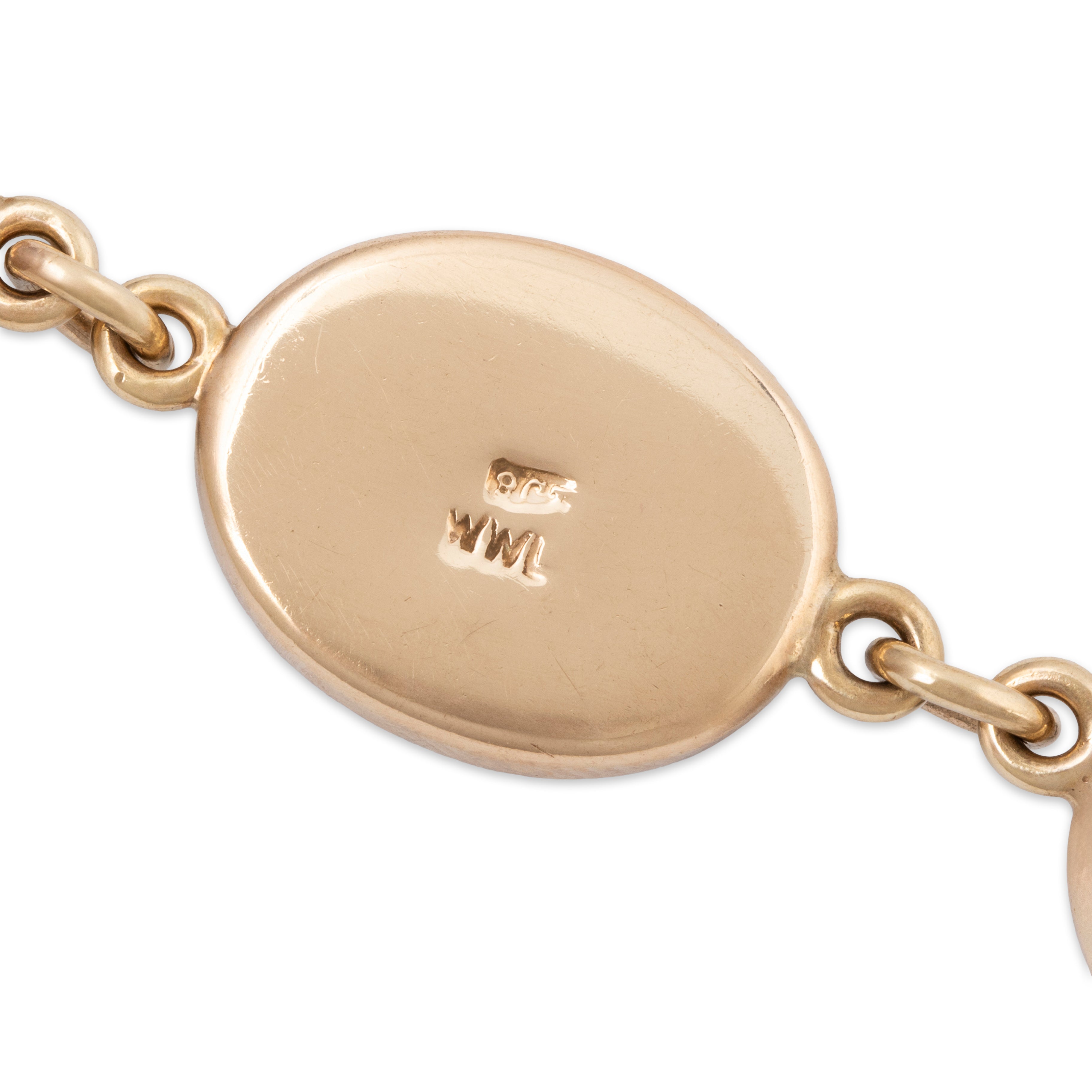 Vintage English 9k Yellow Gold 56cttw Tiger Eye Oval Link Bracelet 6.5、mySite、hinf8tx79