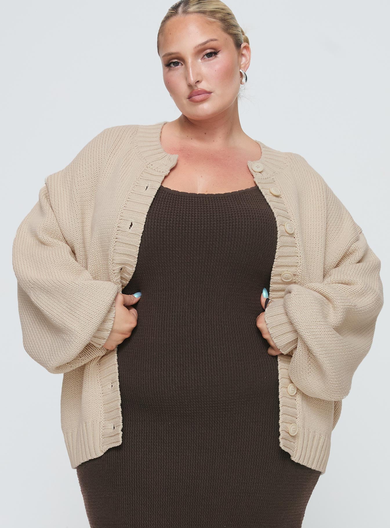 Edern Cardigan Cream Curve、mySite、solidvoid