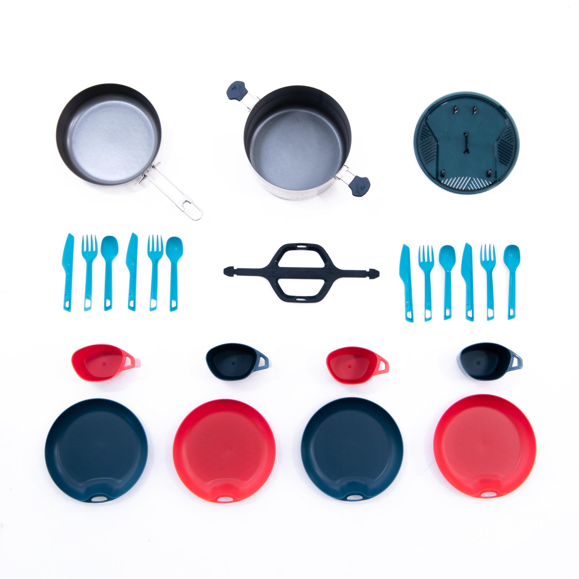 Quechua Non-Stick Stainless Steel 4-Person 24-Piece Camp Cookset 3.5 L