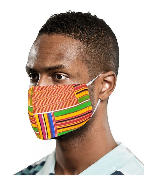 Kente African Print Reusable, Face Mask Cover、mySite、solidvoid