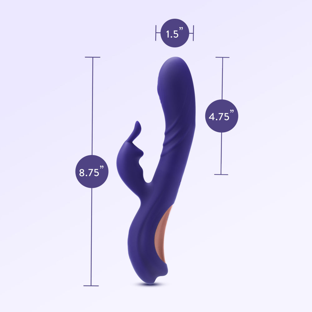 Blush | Harper 8.75 Inch G Spot Clitoral Dual Stimulation Silicone Rabbit Vibrator With 5 Shaft Vibrations - Midnight、mySite、bottomscart