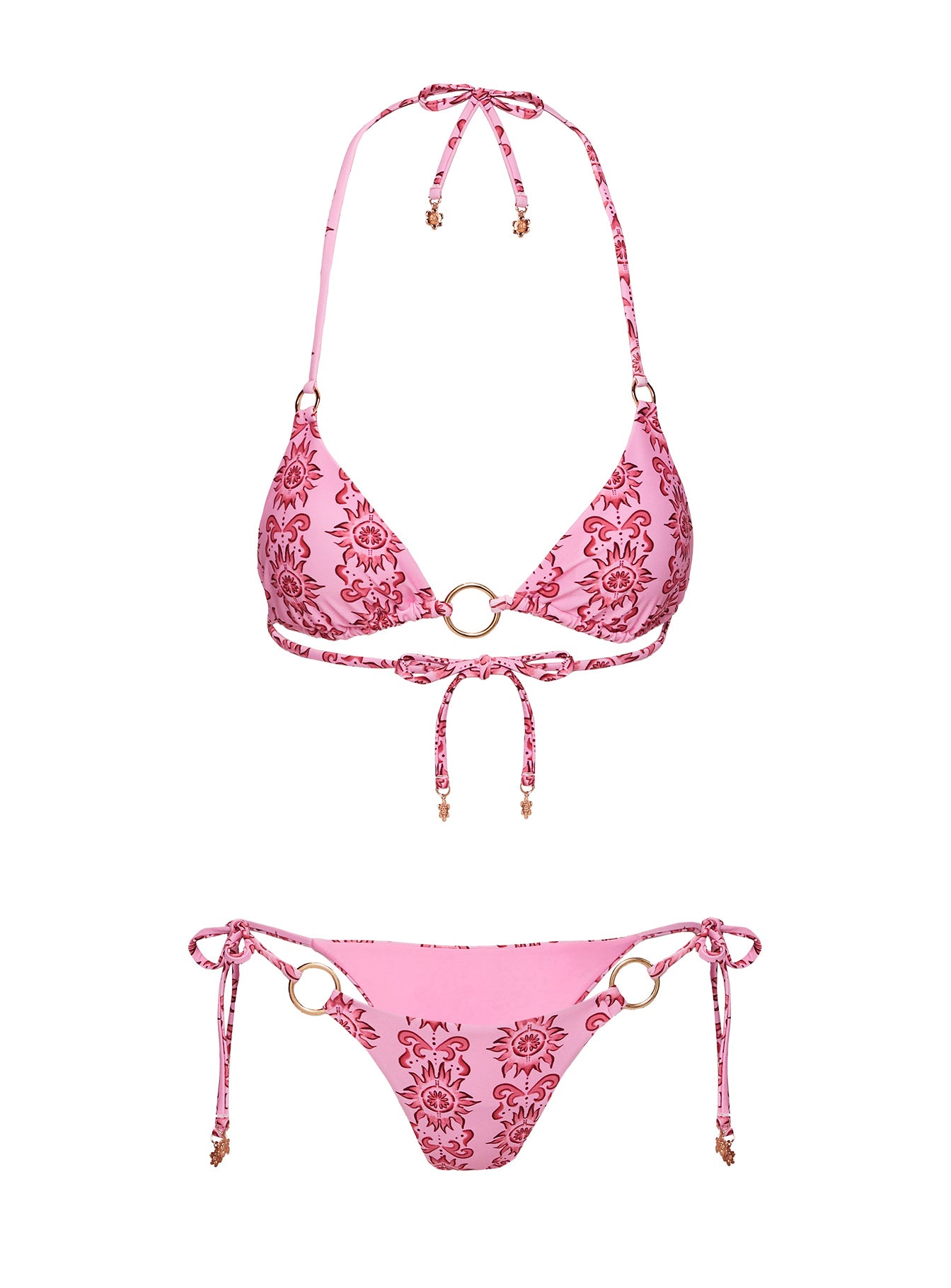 Oceanview Ring Triangle Bikini Top Pink、mySite、solidvoid