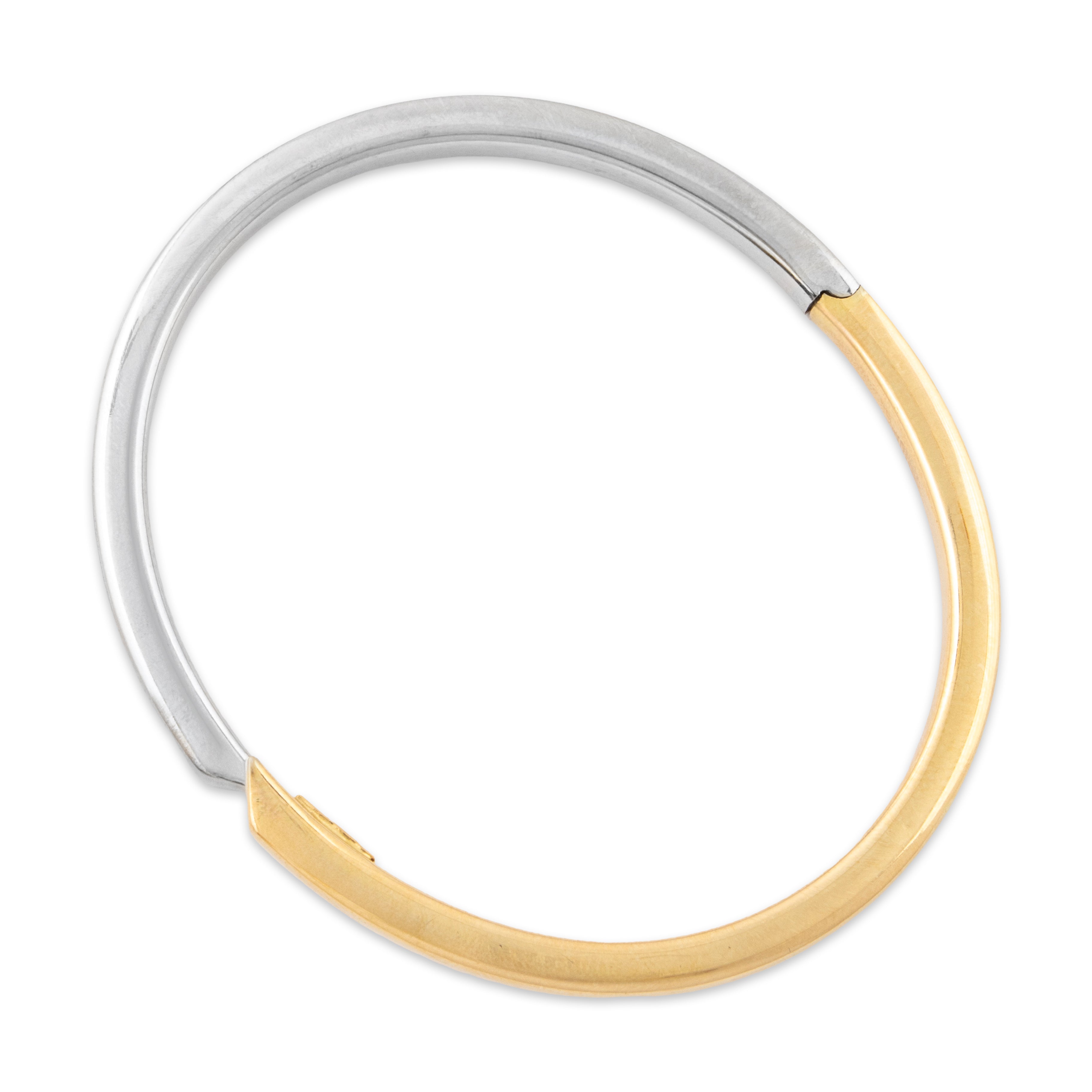 Vintage Italian 18k Yellow & White Gold Bypass Hinged Cuff Bracelet 7、mySite、hinf8tx79