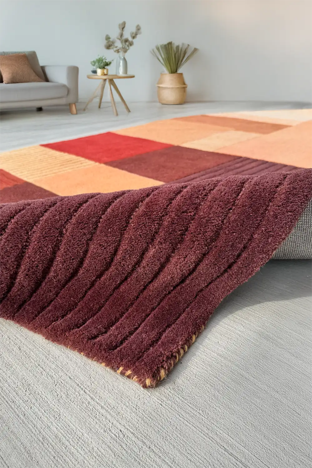 Sunset Mosaic Earth-Toned Arch Hand Tufted Wool Rug、mySite、gigharbornorthrealestate