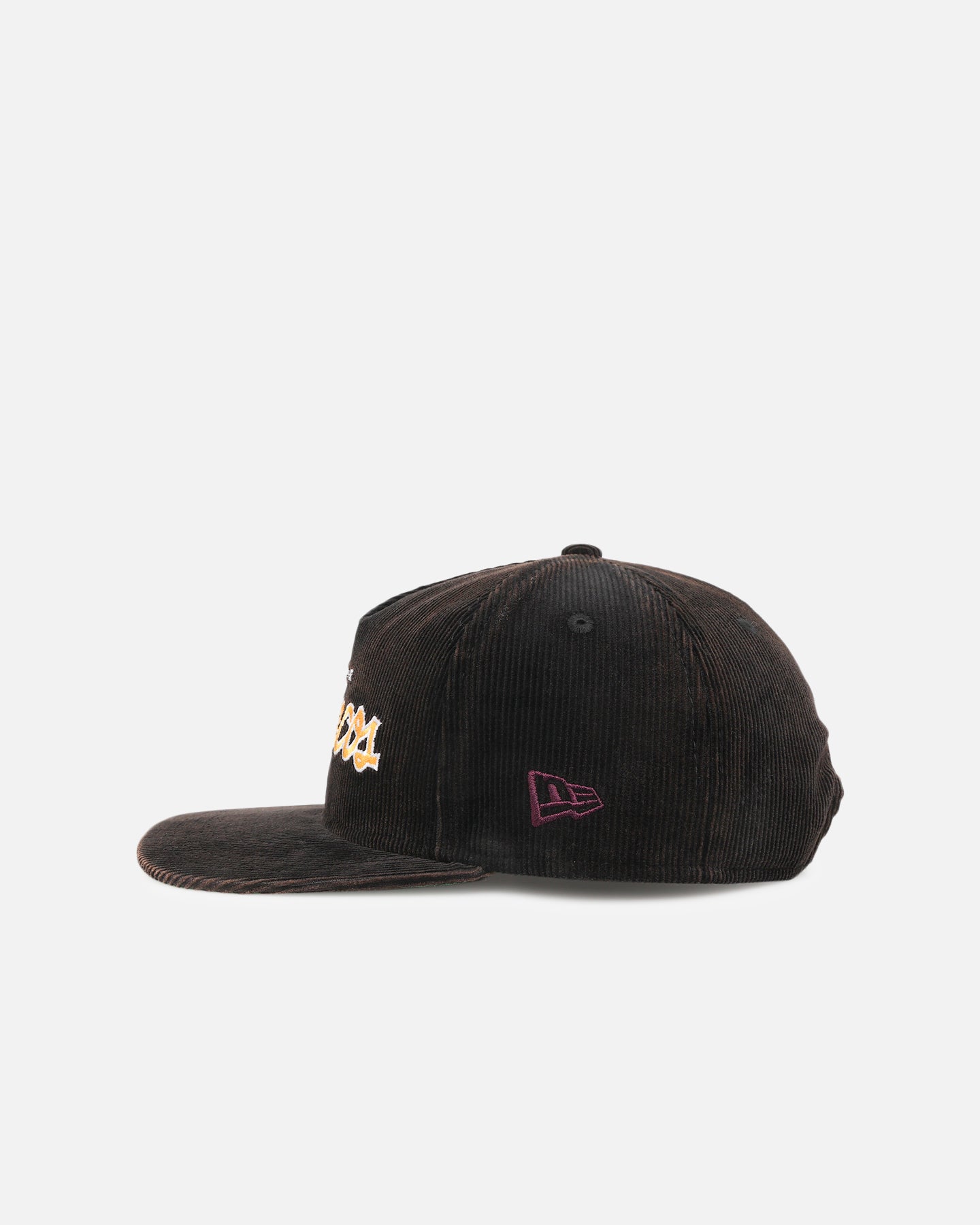 New Era Brisbane Broncos 'NRL Golfer Washed Black' Pre-Curved Corduroy Golfer Snapback Washed Black、mySite、zt4zffjzw