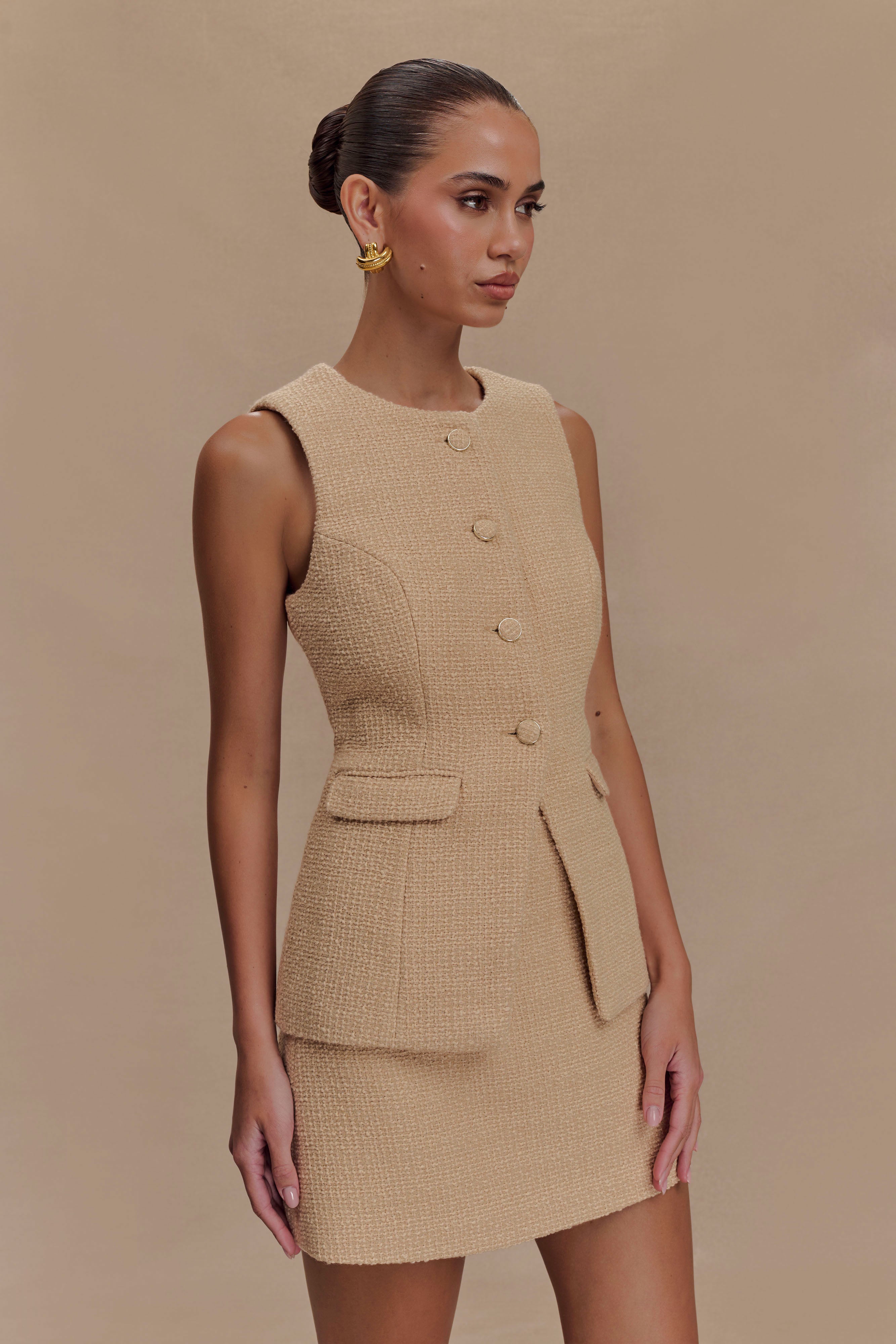 Camilla Boucle Mini Skirt - Light Taupe、mySite、solidvoid