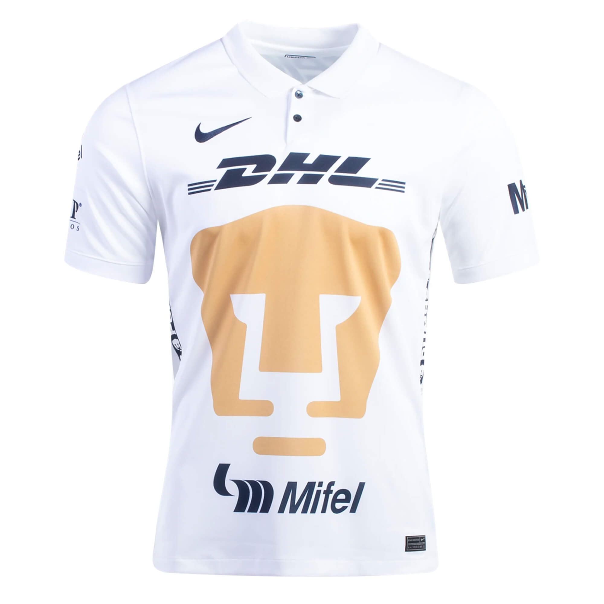 Nike Men's Pumas UNAM 2021/22 Home Jersey White/Gold、mySite、noshort