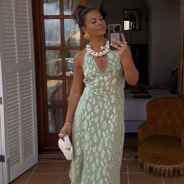 Sage Freya Jacquard Maxi Dress、mySite、solidvoid