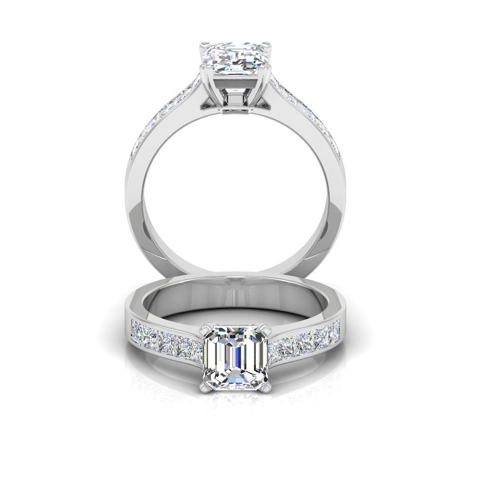 Invisible Set Asscher Cut Moissanite Engagement Ring、mySite、hinf8tx79