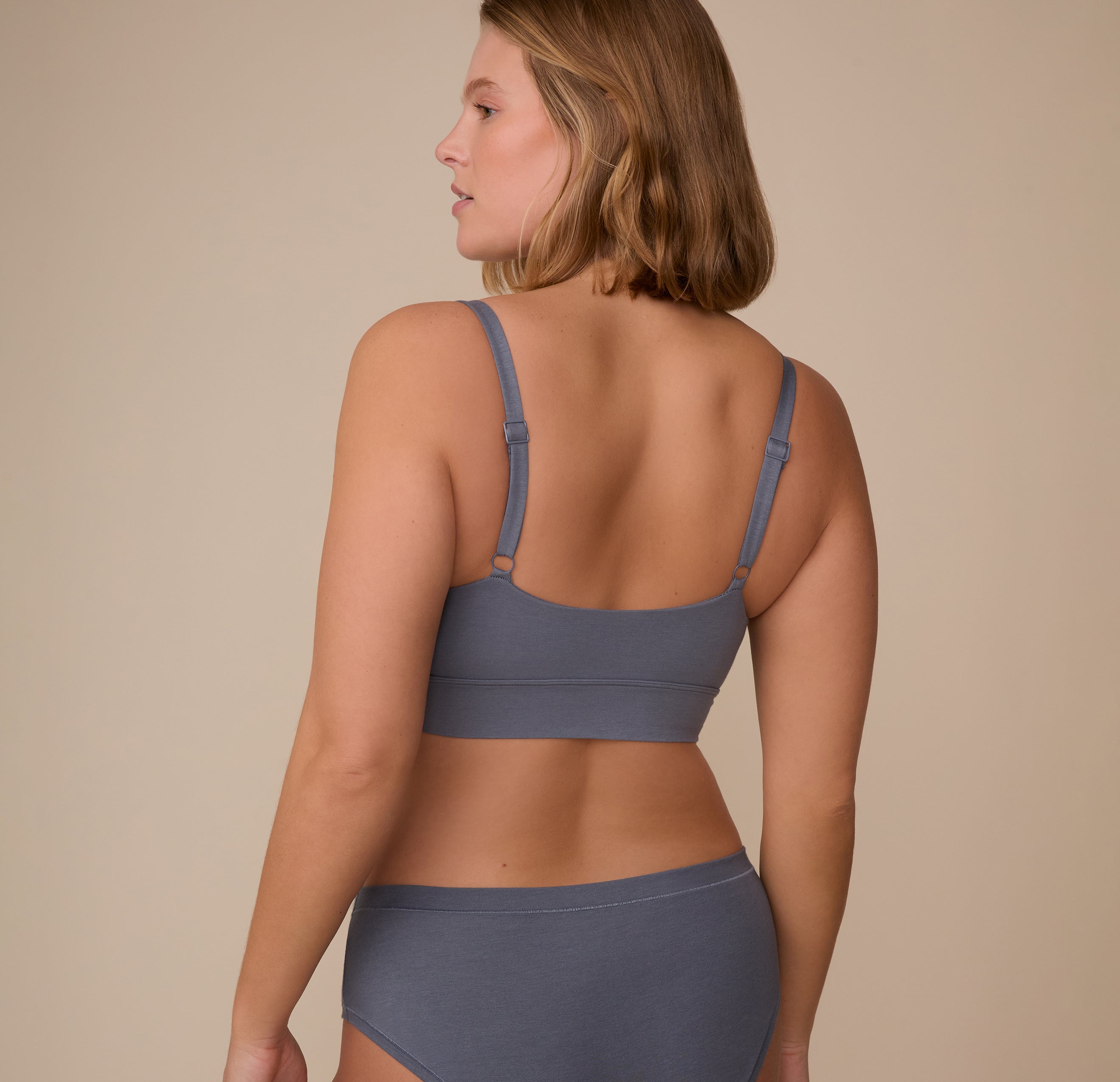 Cloud Cotton Thin Strap Bralette - Slate、mySite、bengalsvssteelers