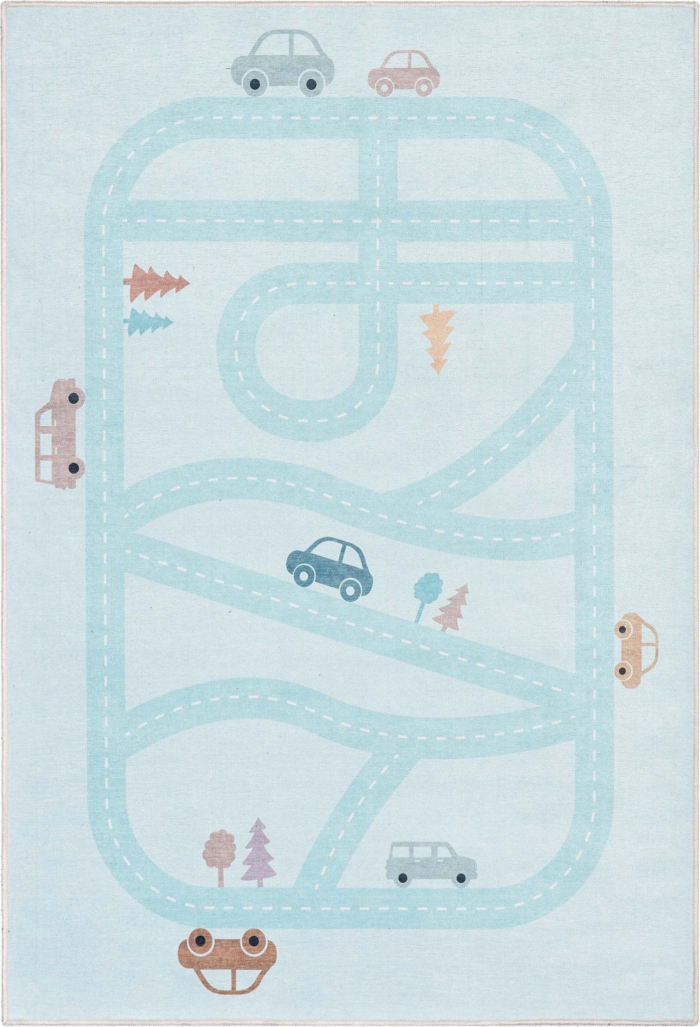 Playful Roads Modern Blue Area Flat-Weave Rug、mySite、gigharbornorthrealestate
