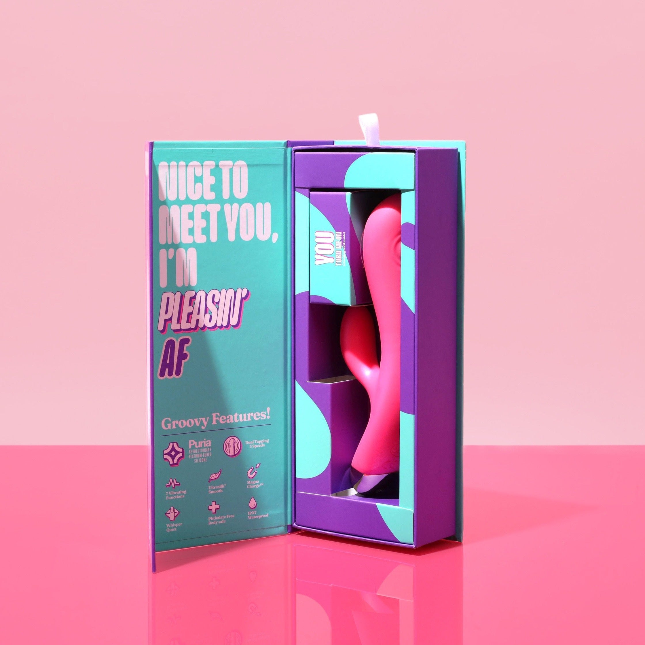 Aria By Blush® | Pleasin' AF: Clitoris Stimulator + Dual Pulsations Fuchsia Silicone Vibrator、mySite、bottomscart
