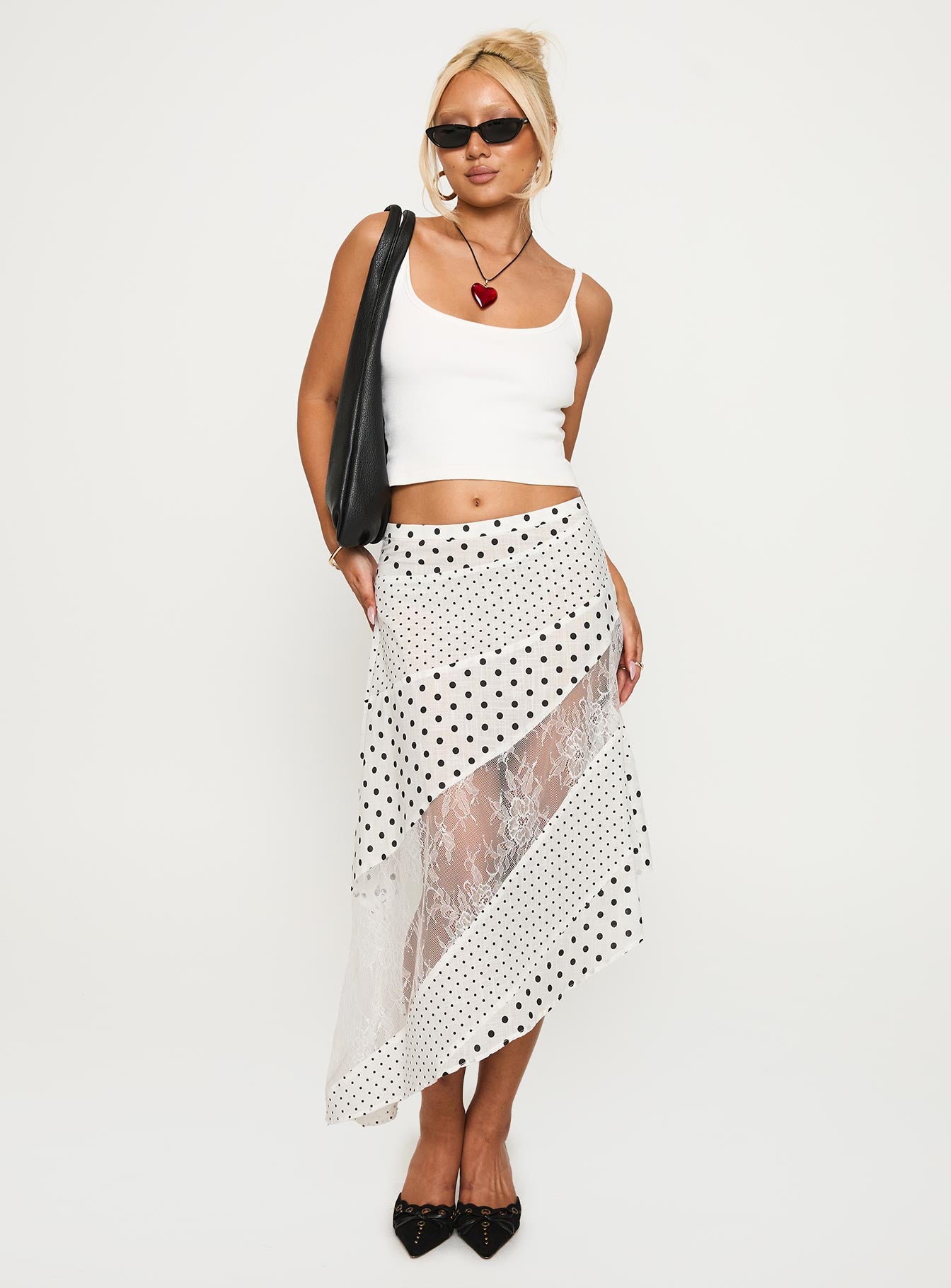 Rennar Maxi Skirt White / Polka Dot、mySite、solidvoid