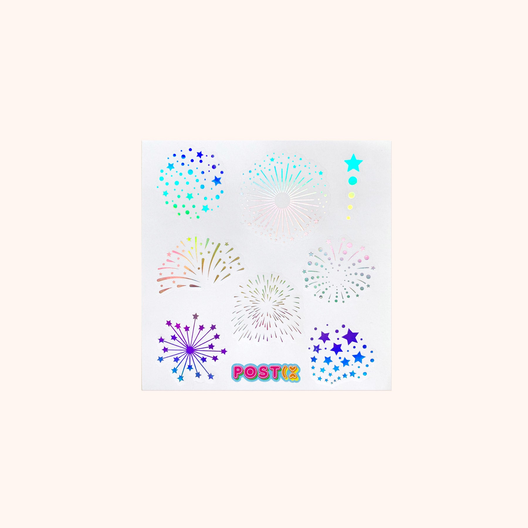  Fireworks Square Hologram Sticker Sheet、mySite、ghnorth
