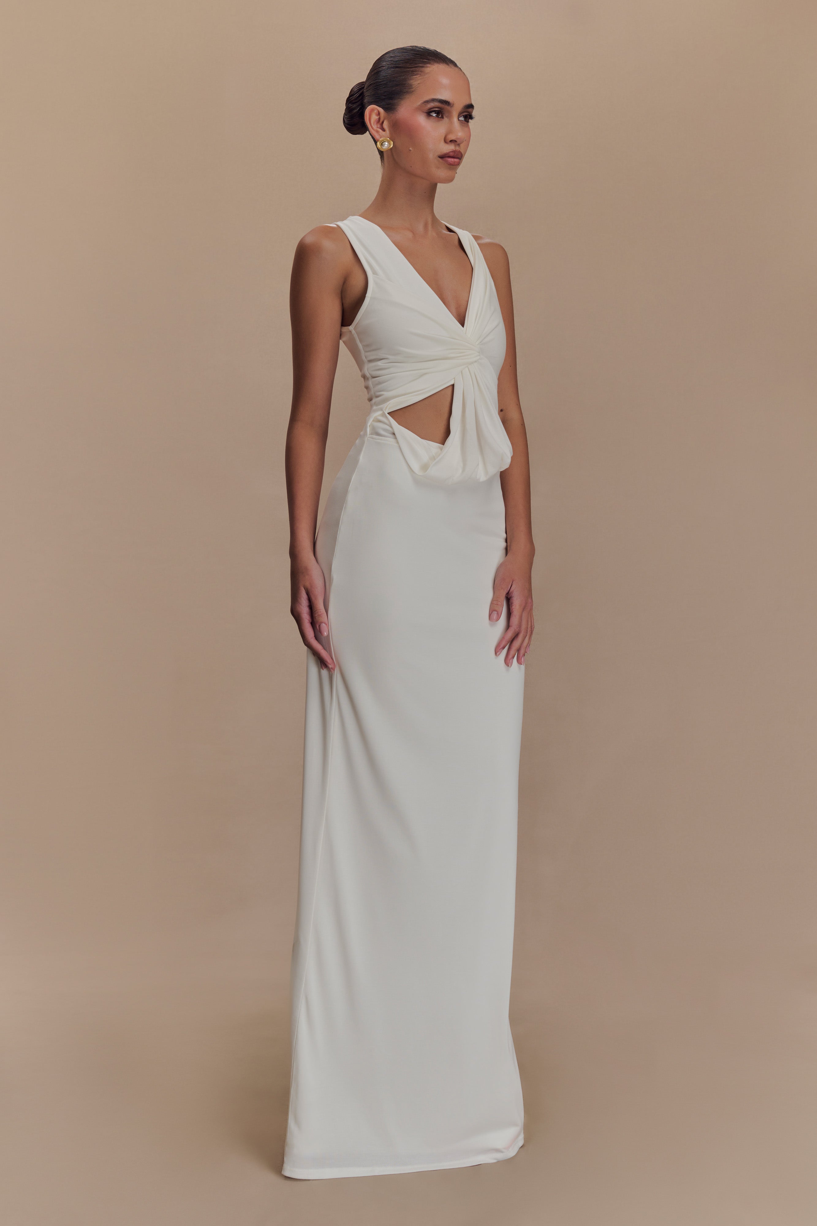 Kassidy Peached Jersey Maxi Dress - Ivory、mySite、solidvoid