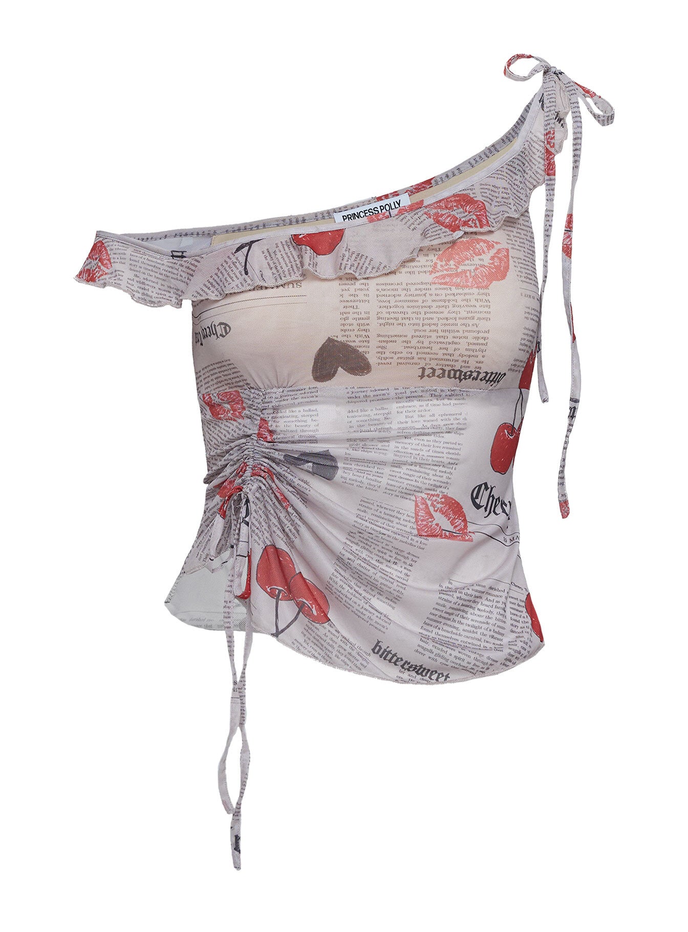 Rosee Off Shoulder Frill Top Pink Multi、mySite、solidvoid