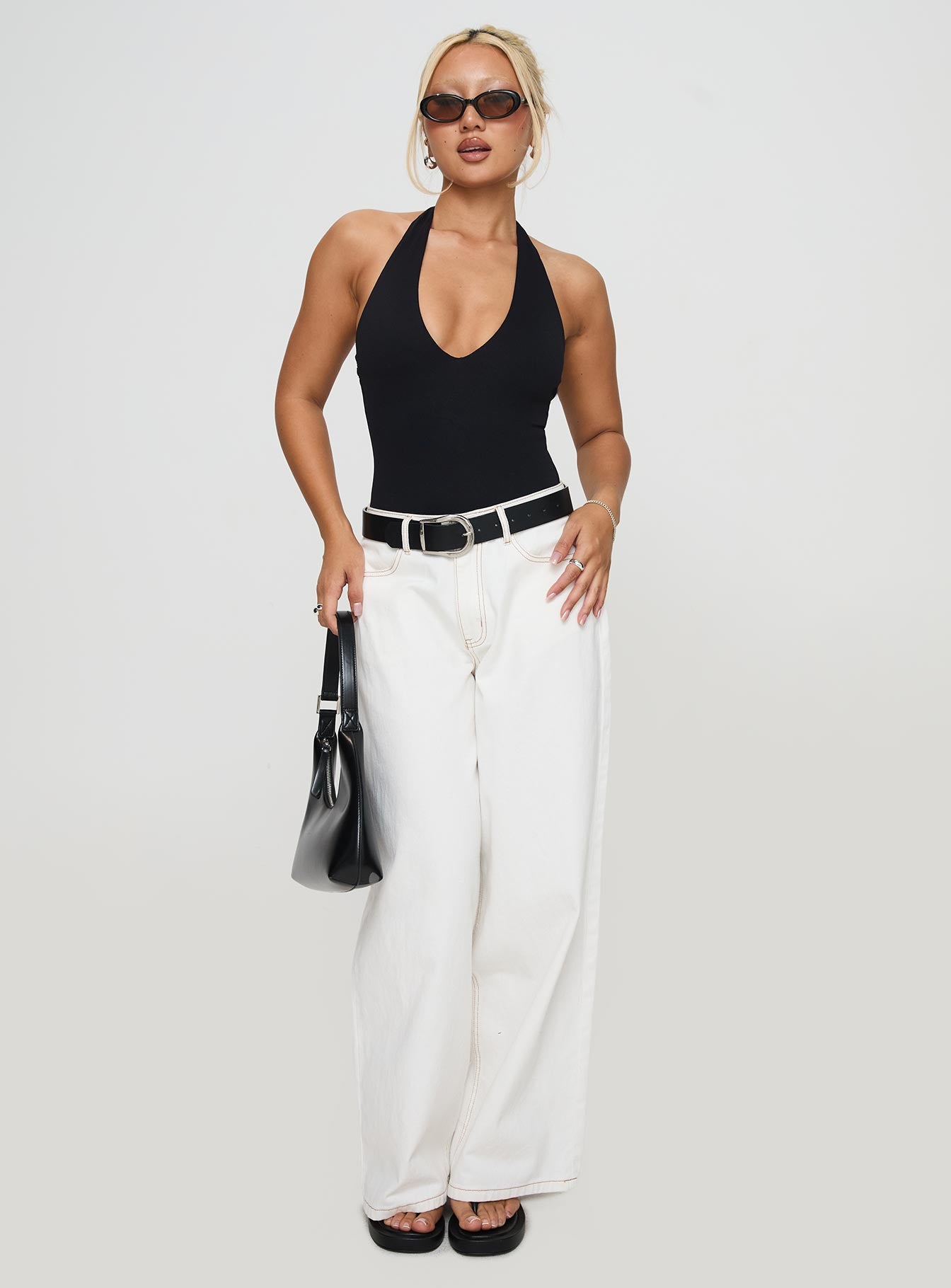 Someone New Halter Bodysuit Black、mySite、solidvoid