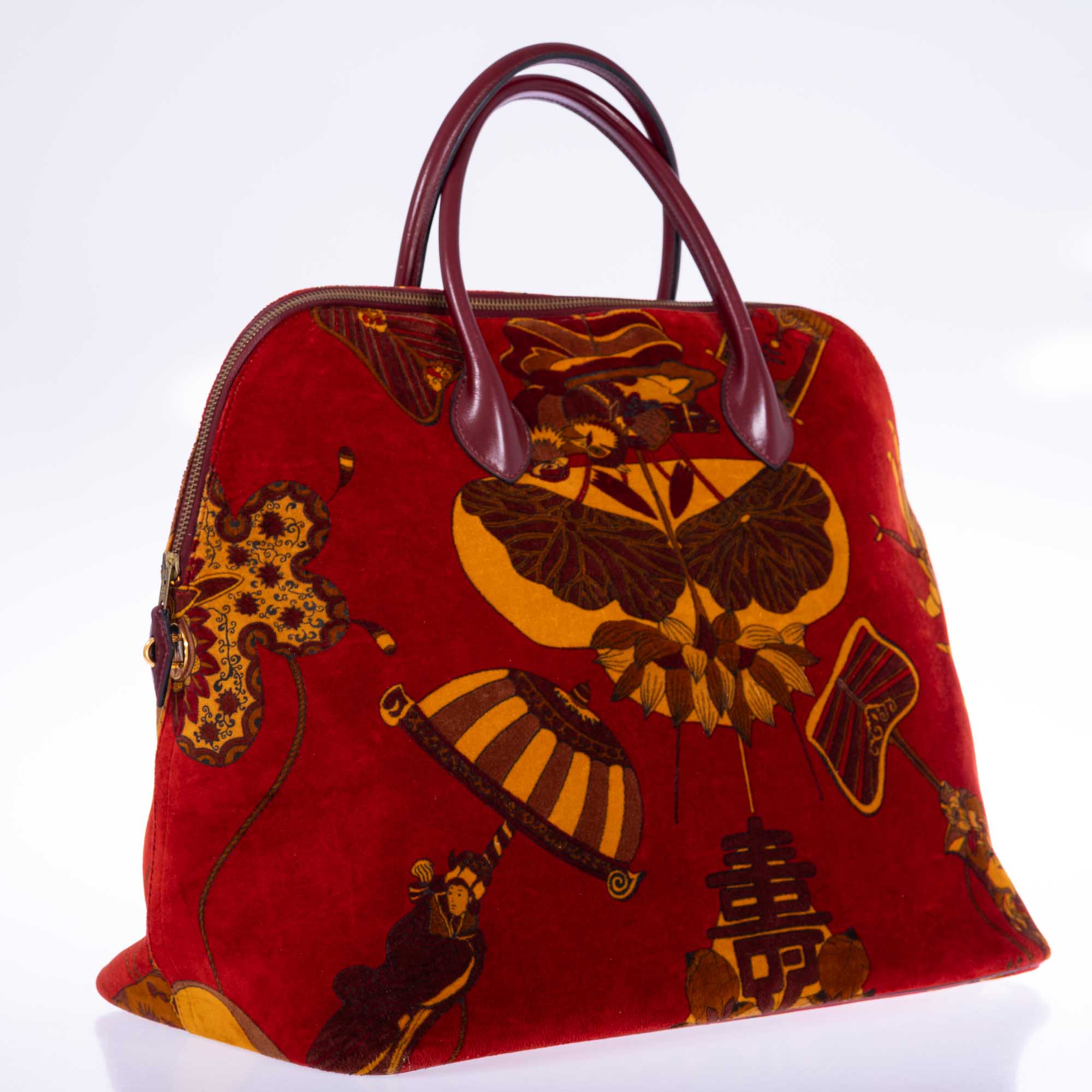 Vintage Hermès Bolide 45 SOIES VOLANTES Rouge H Box and Velvet Travel Bag、mySite、garminoutage.com