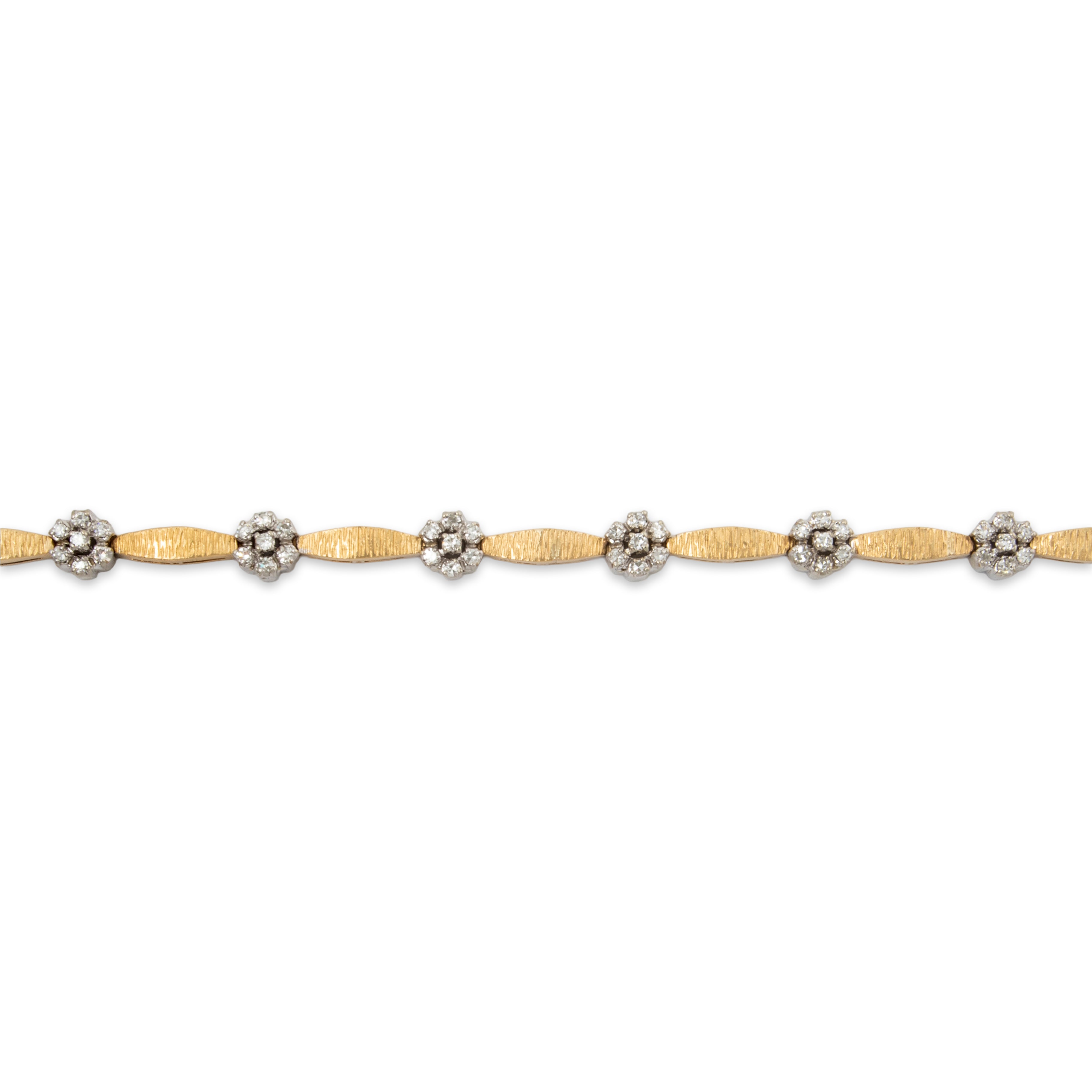 Vintage Heavy 14k Yellow Gold 1.288cttw Diamond Floriform Link Bracelet 6.5、mySite、hinf8tx79