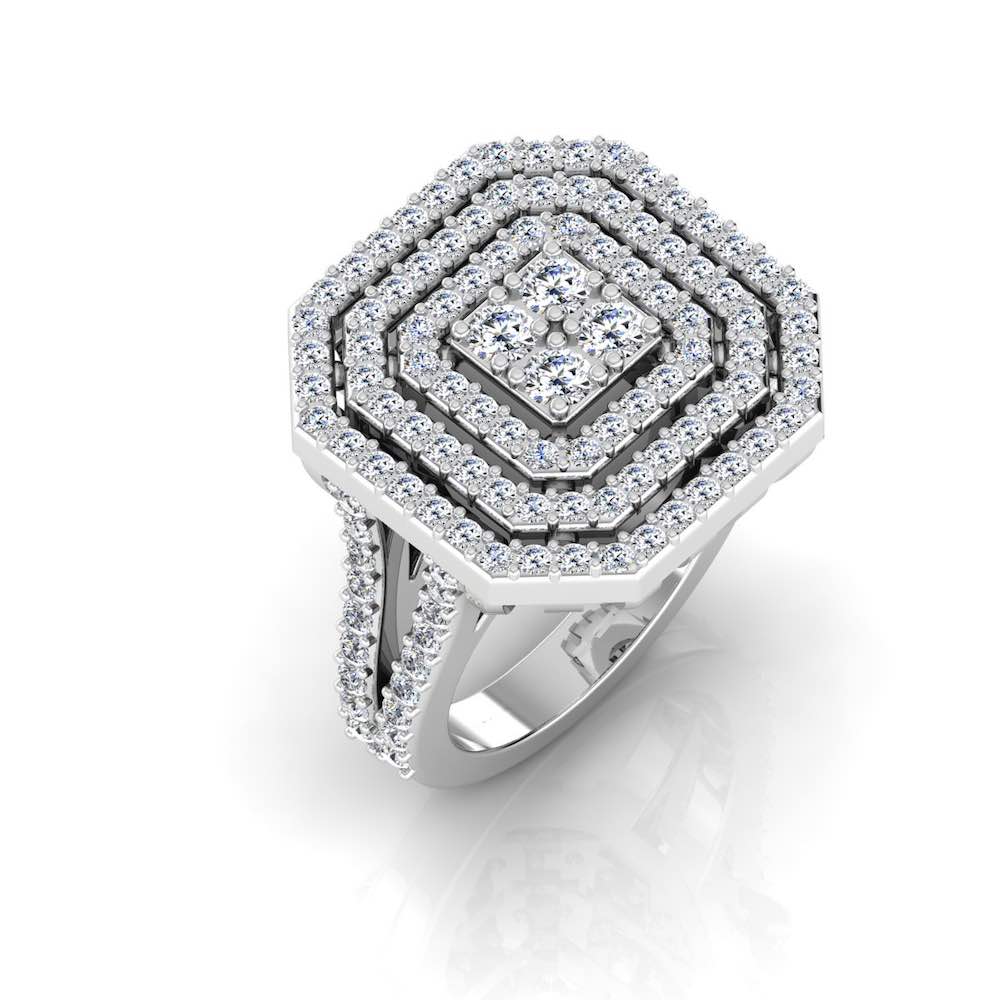 Octagon 4-Row Moissanite Engagement Ring、mySite、hinf8tx79